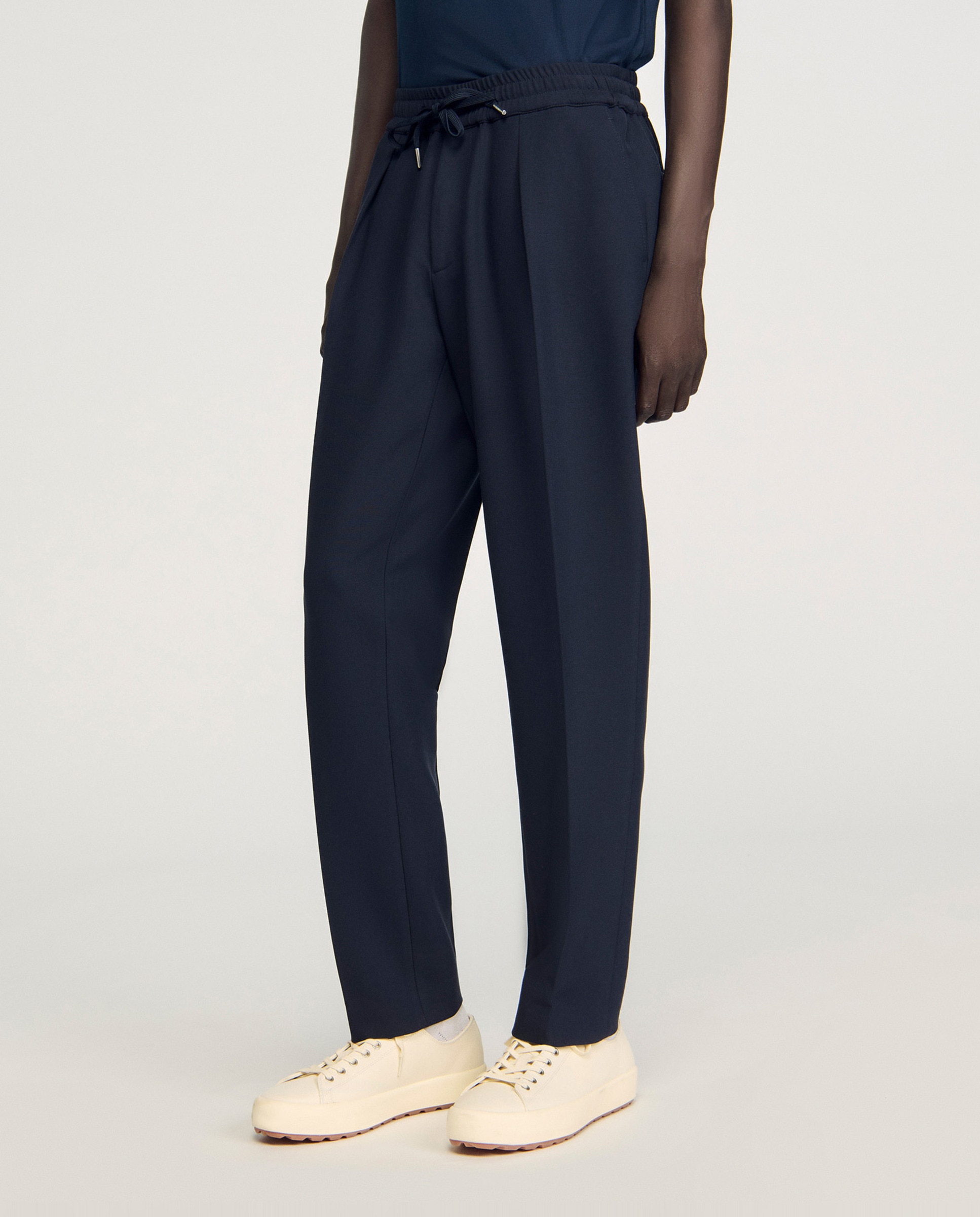 Pantalón jogger de hombre recto con cintura elástica y cordón de ajuste - Sandro - Azul marino Azul marino-3