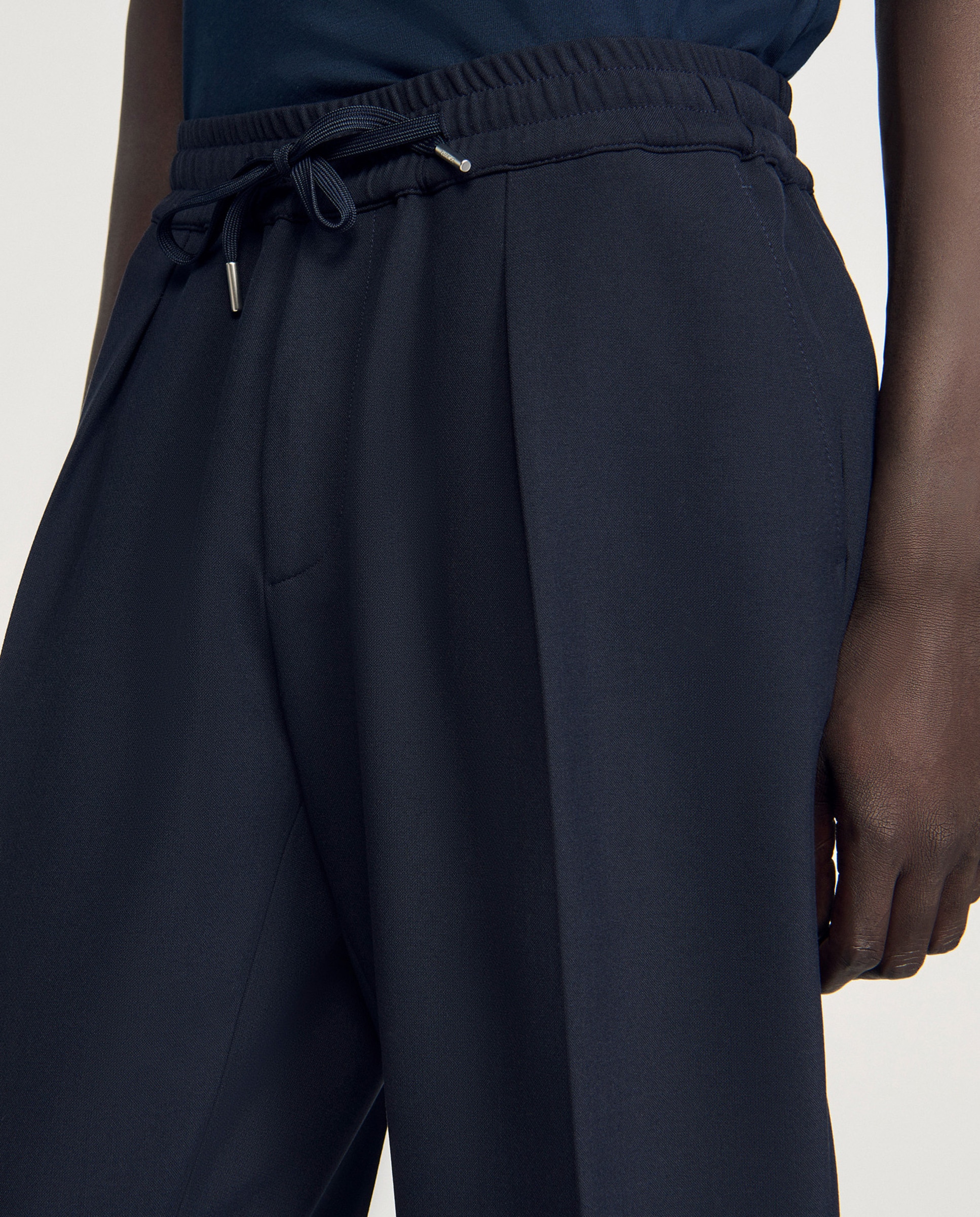 Pantalón jogger de hombre recto con cintura elástica y cordón de ajuste - Sandro - Azul marino Azul marino-4