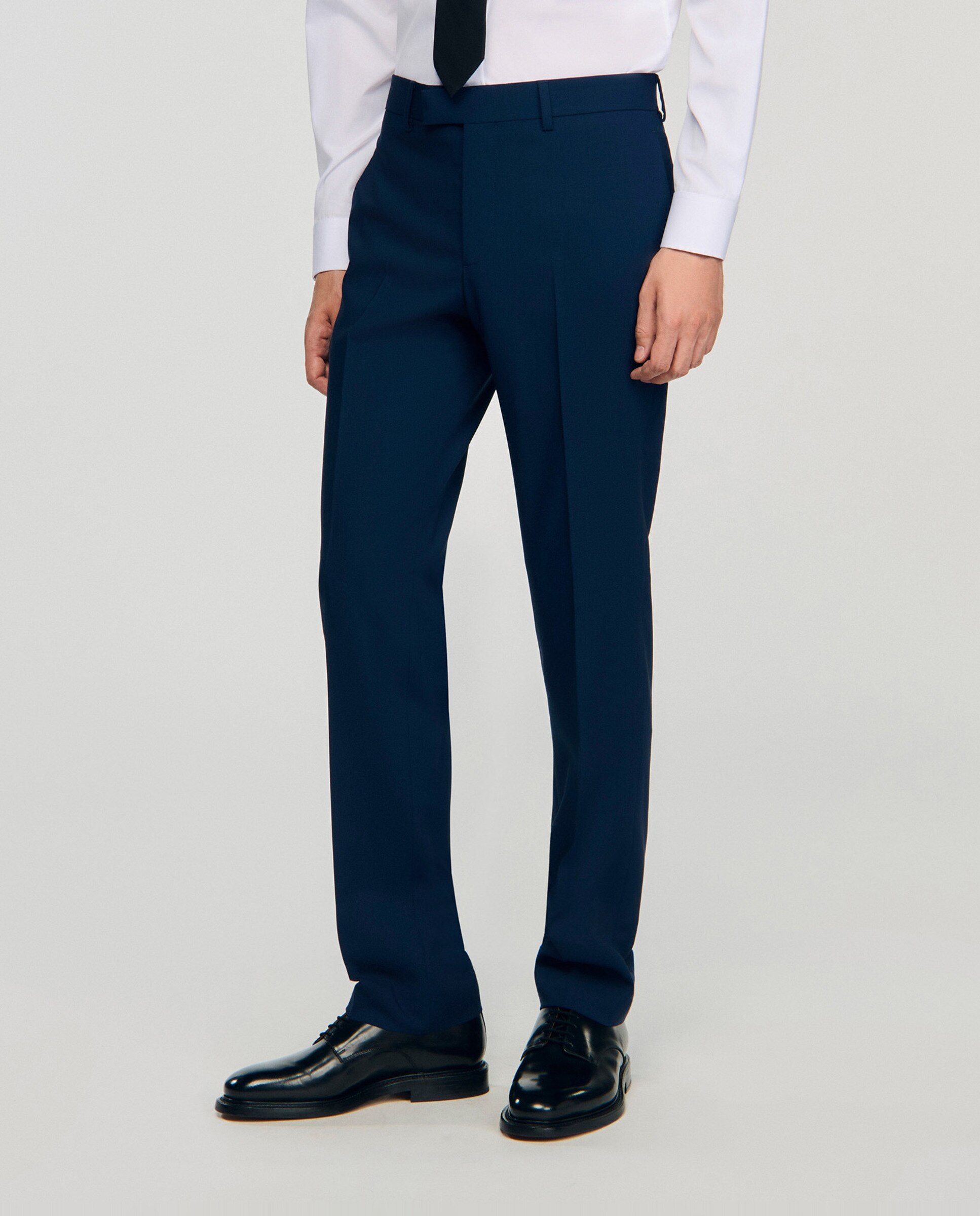 Pantalón De Traje Classic Fit Fresco De Lana Azul Marino - Purificacion Garcia España