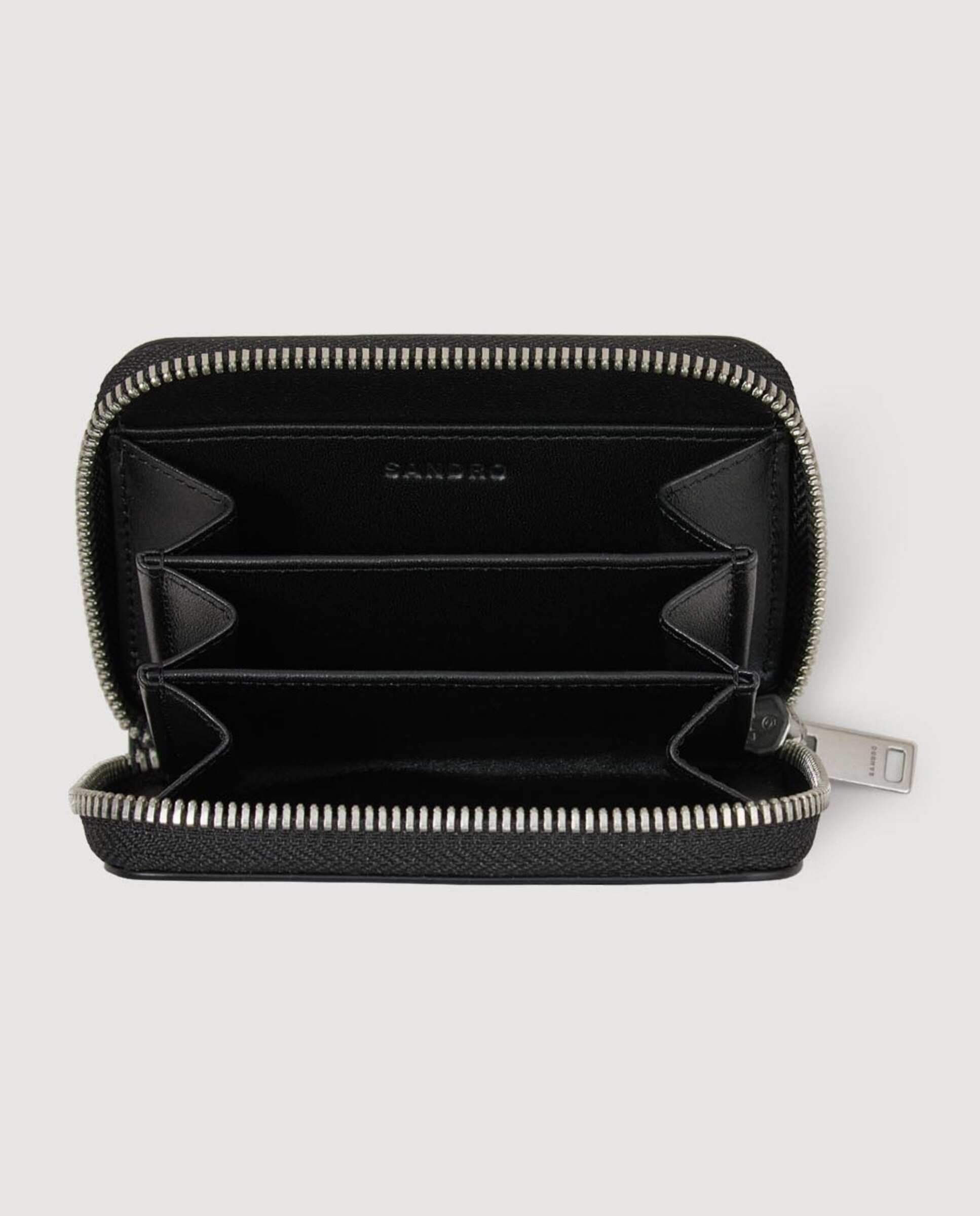 Monedero de hombre de cuero saffiano y con cremallera - Sandro - Negro Negro-2
