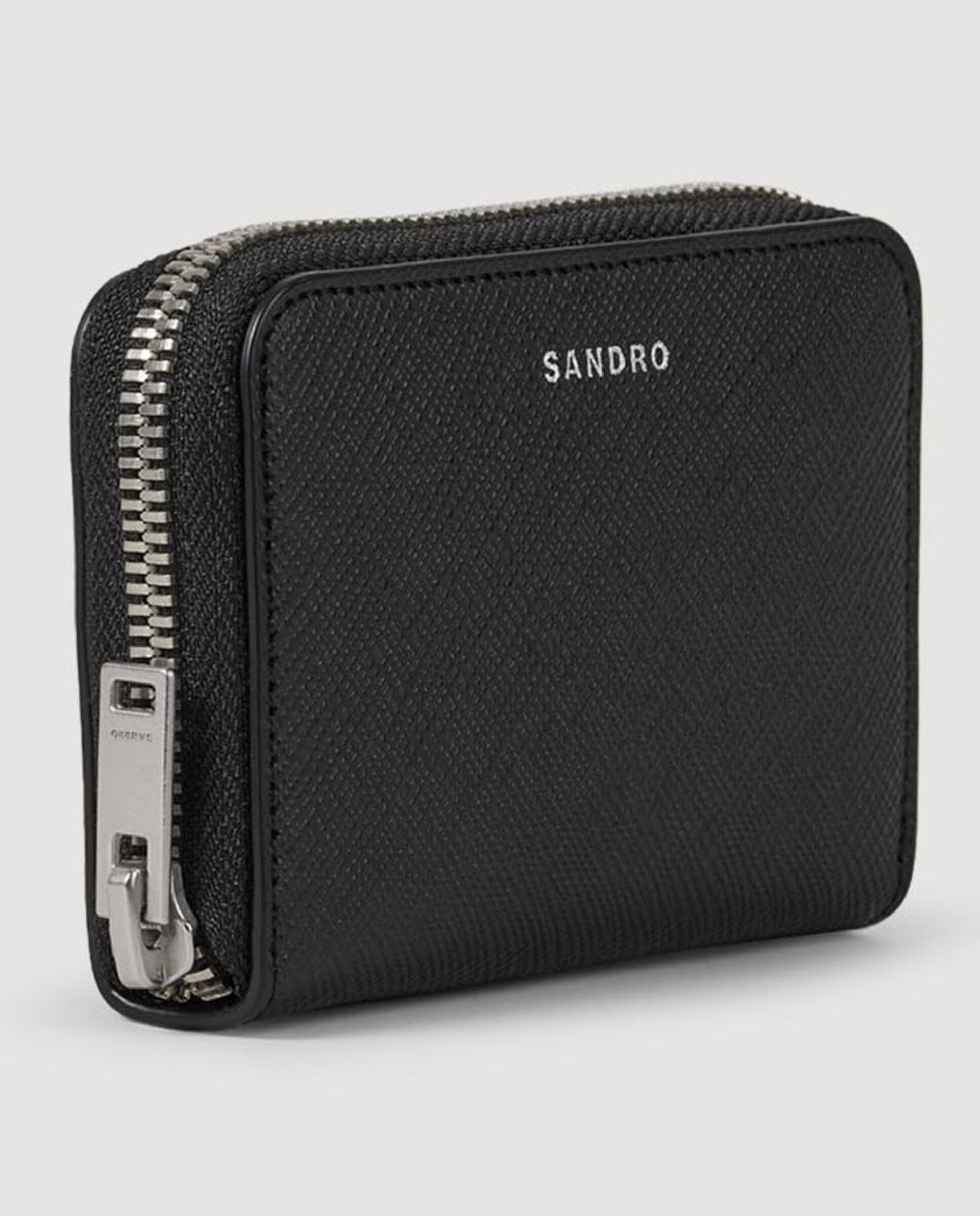 Monedero de hombre de cuero saffiano y con cremallera - Sandro - Negro Negro-4