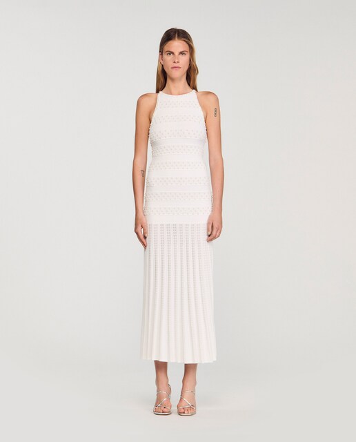 Imagen 0 de Vestido largo a rayas con perlas