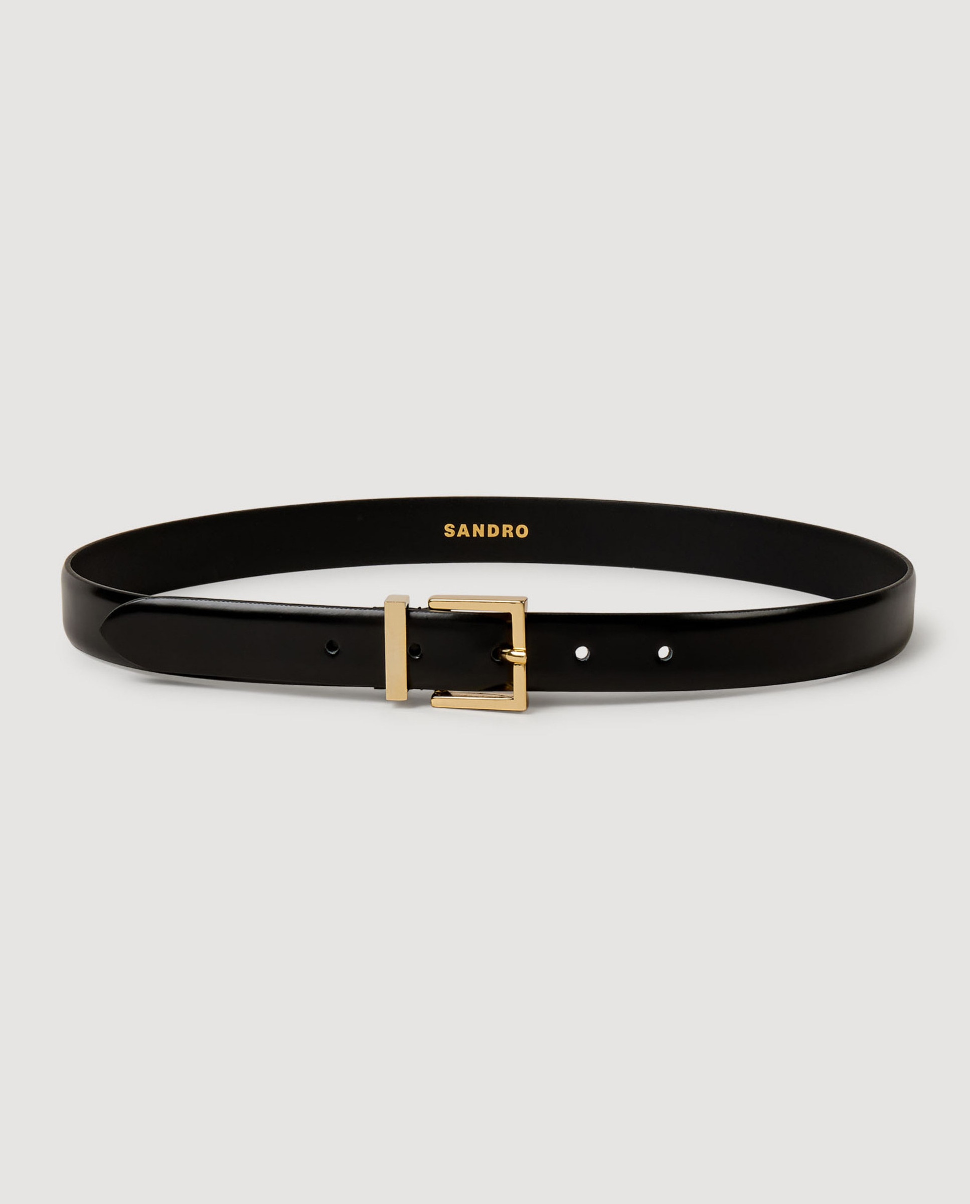 Cinturón para mujer de cuero liso con hebilla metálica - Sandro - Negro Negro-1