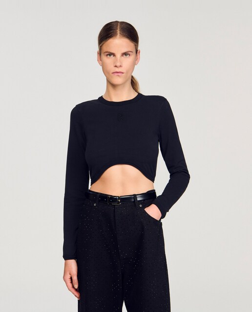 Imagen 0 de Camiseta de mujer corta con bordado