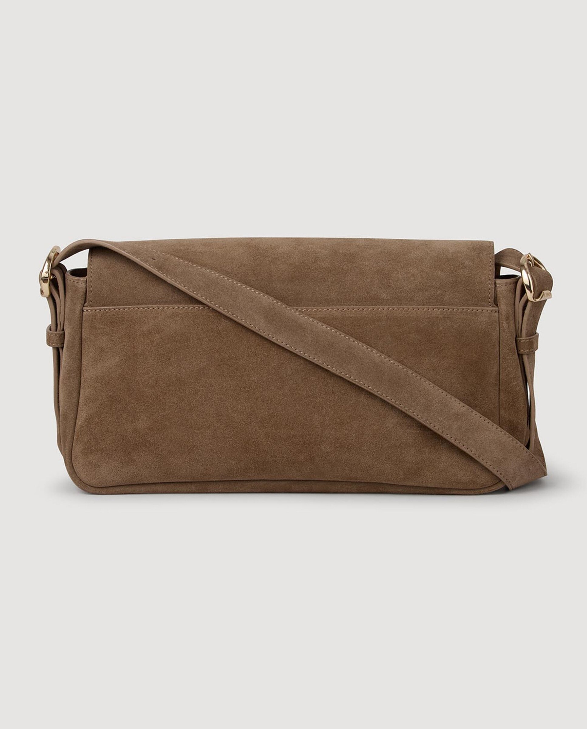 Bandolera de ante, solapa doble con cierre giratorio y diseño versátil - Sandro - Beige Beige-5