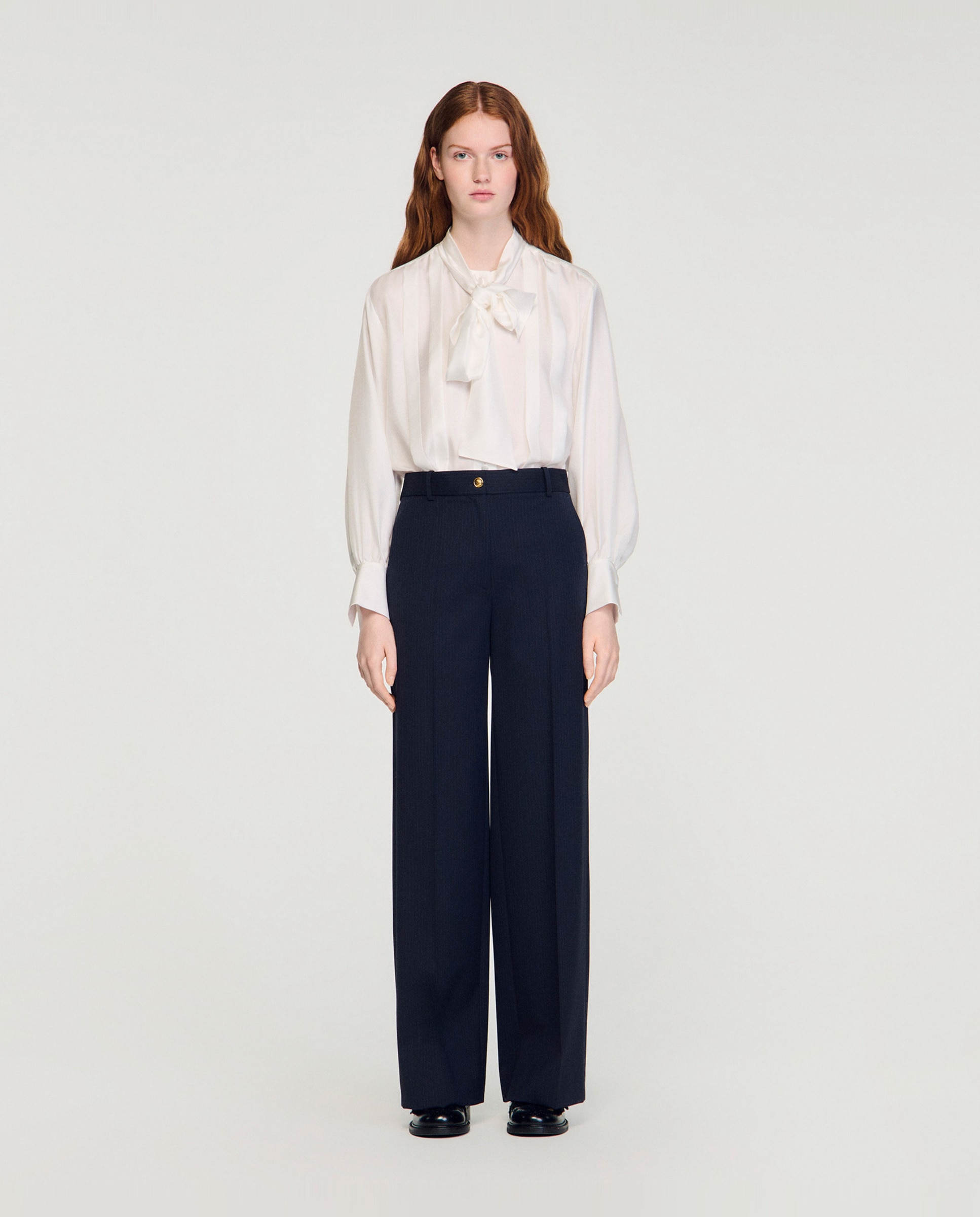 Sandro - Pantalones rectos de mujer con rayas finas.