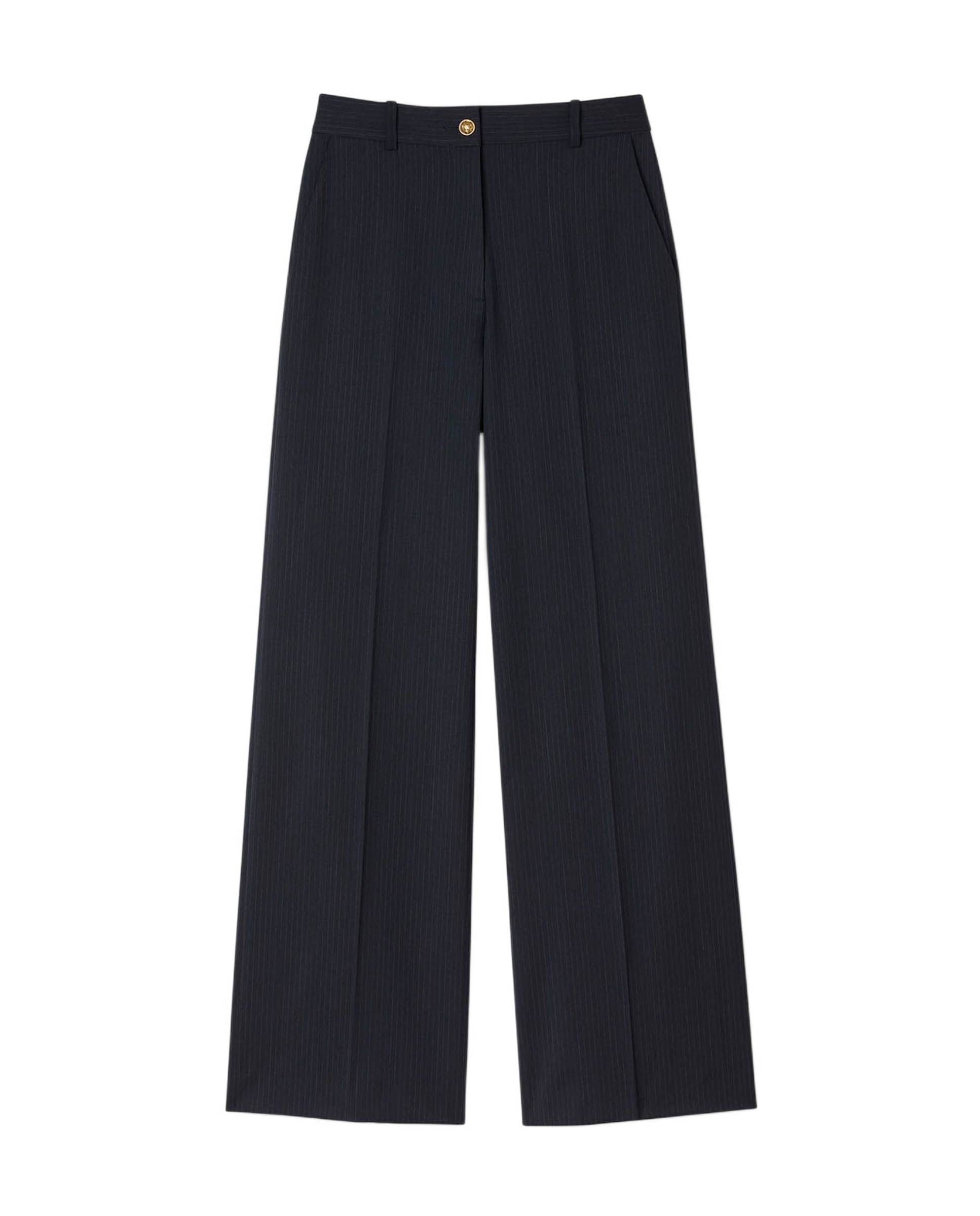 Pantalones rectos de mujer con rayas finas - Sandro - Azul marino Azul marino-6