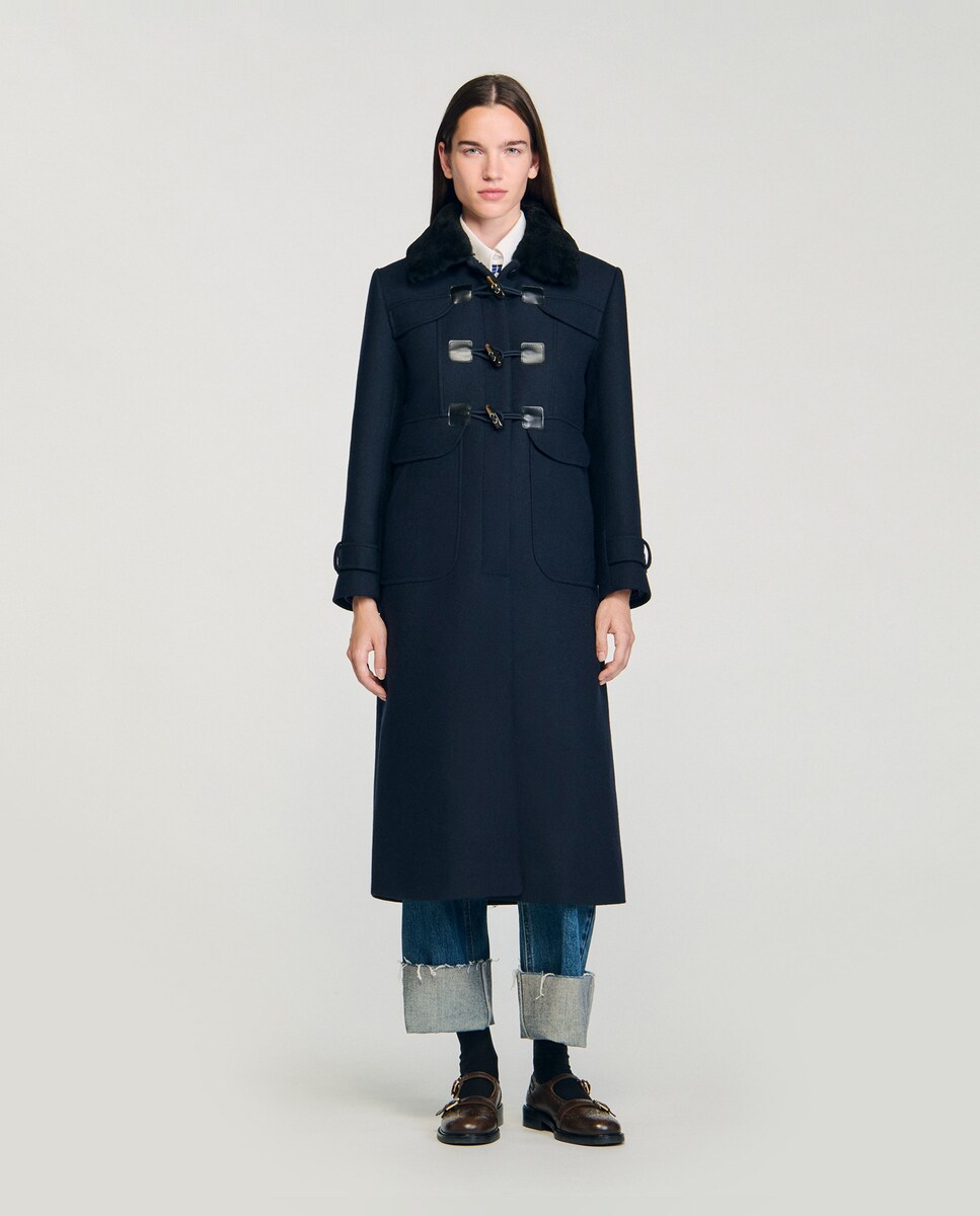 Abrigo de mujer largo con cuello terciopelo · Sandro · El Corte Inglés