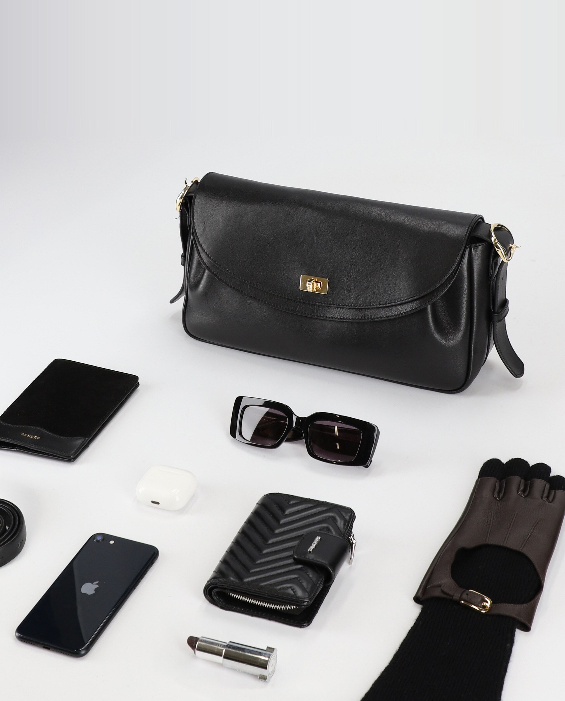 Bolso de mujer de cuero liso Le Mambo - Sandro - Negro Negro-5