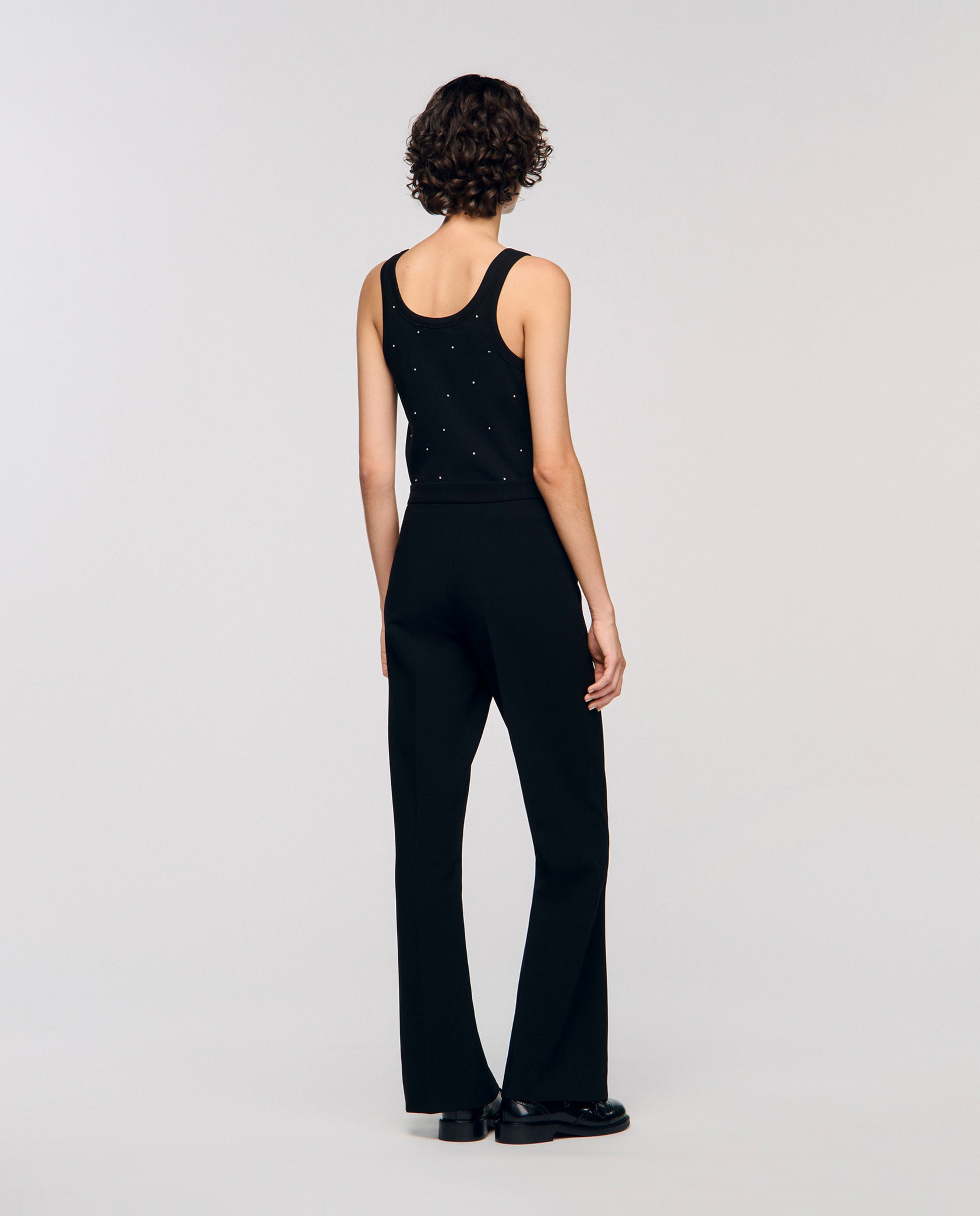 Pantalones rectos de mujer con pierna ancha - Sandro - Negro Negro-3