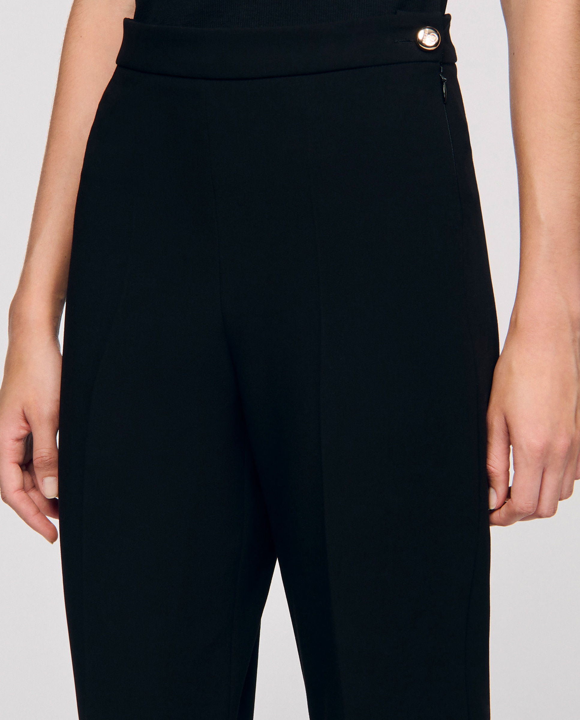 Pantalones rectos de mujer con pierna ancha - Sandro - Negro Negro-4