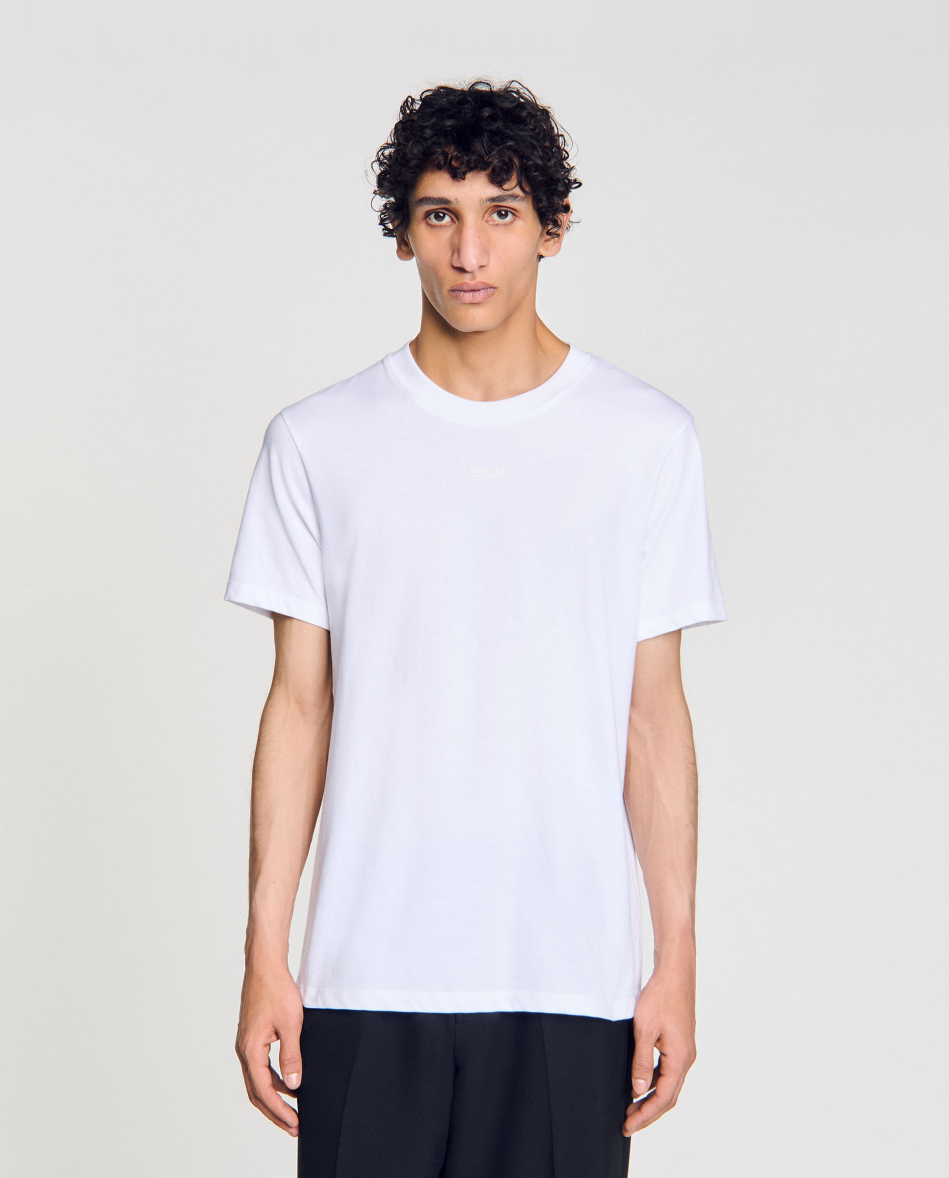 Imagen 0 de Camiseta de hombre con manga corta de algodón y cuello redondo Blanco