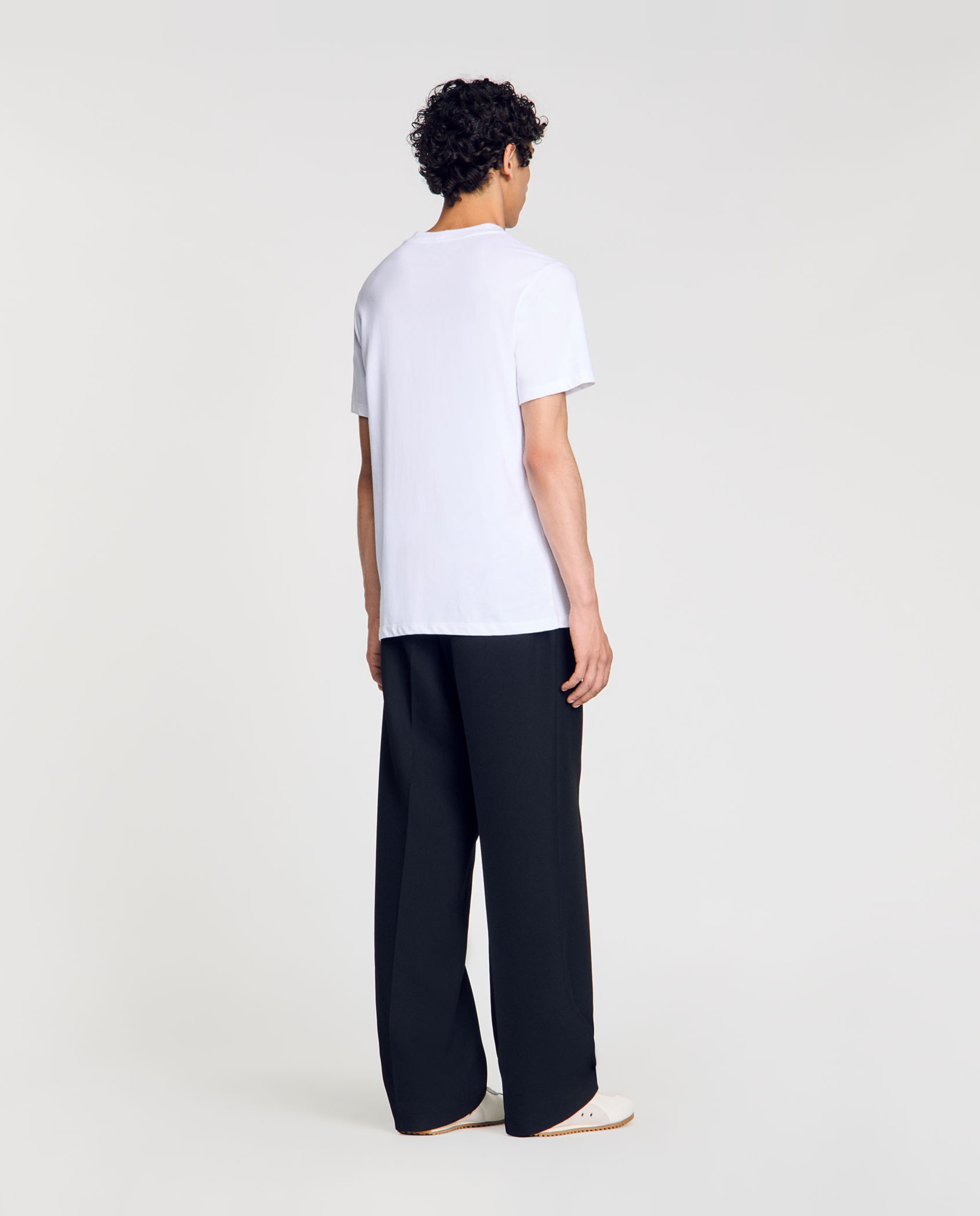 Camiseta de hombre con manga corta de algodón y cuello redondo - Sandro - Blanco Blanco-2
