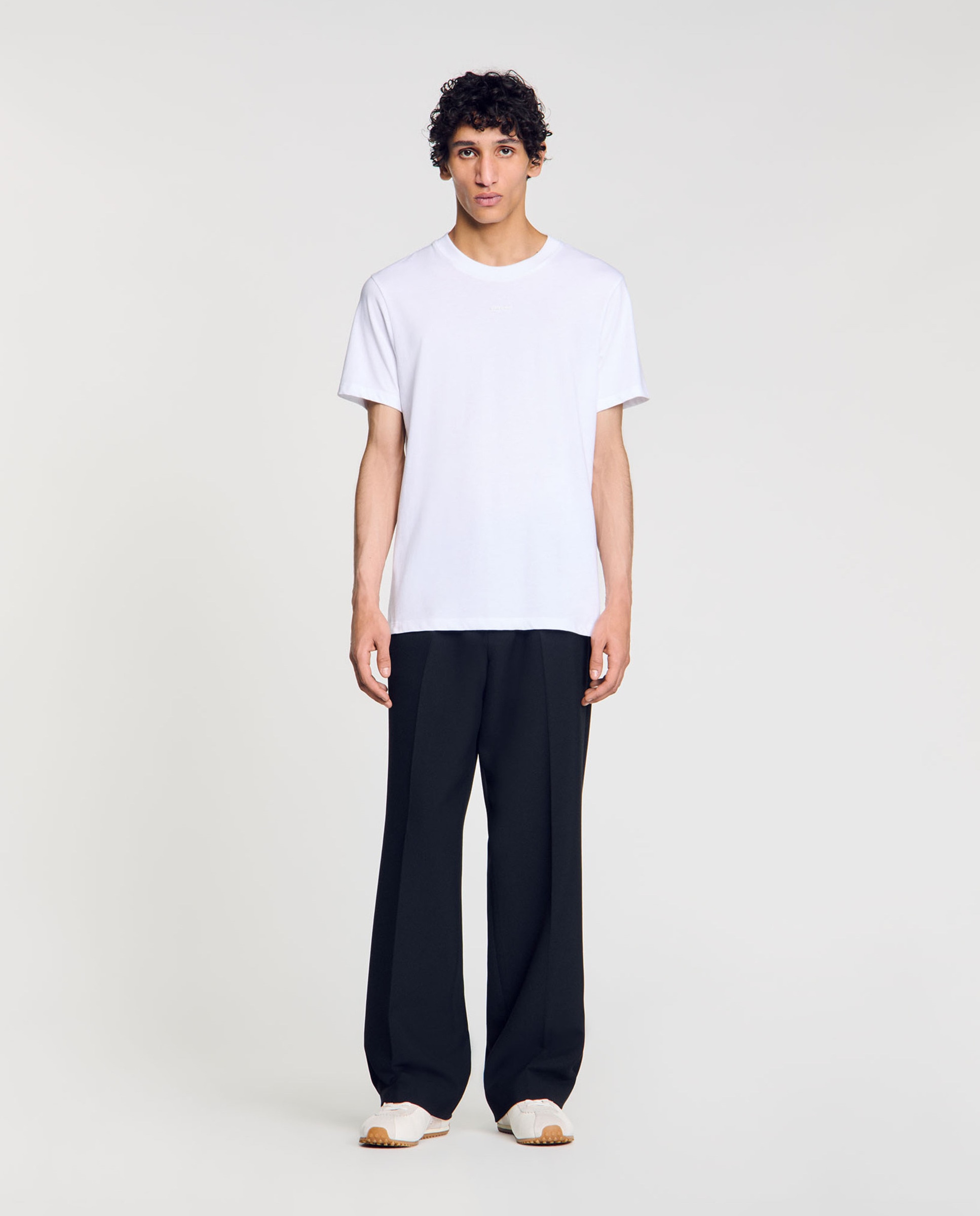 Camiseta de hombre con manga corta de algodón y cuello redondo - Sandro - Blanco Blanco-3