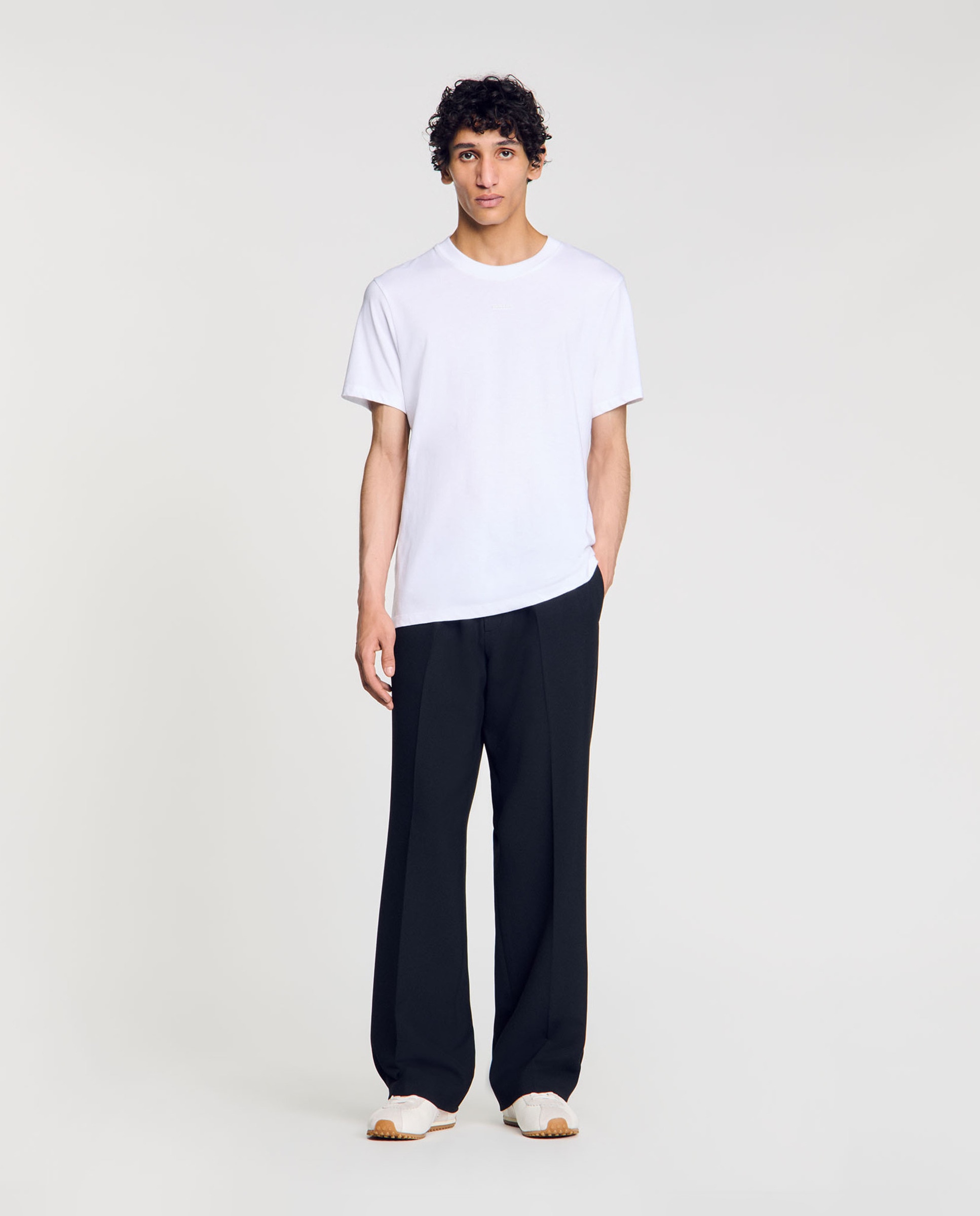 Camiseta de hombre con manga corta de algodón y cuello redondo - Sandro - Blanco Blanco-4