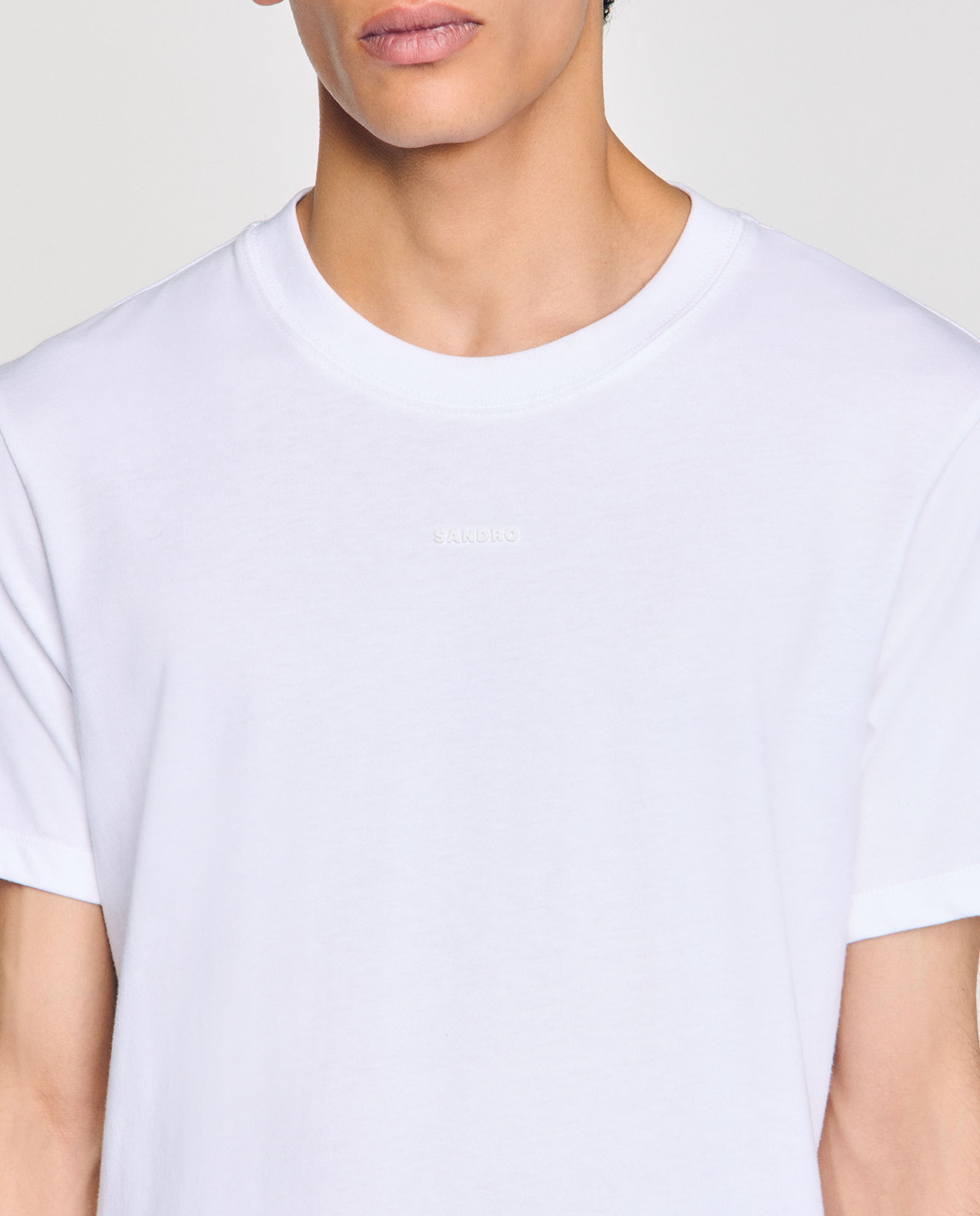 Camiseta de hombre con manga corta de algodón y cuello redondo - Sandro - Blanco Blanco-5