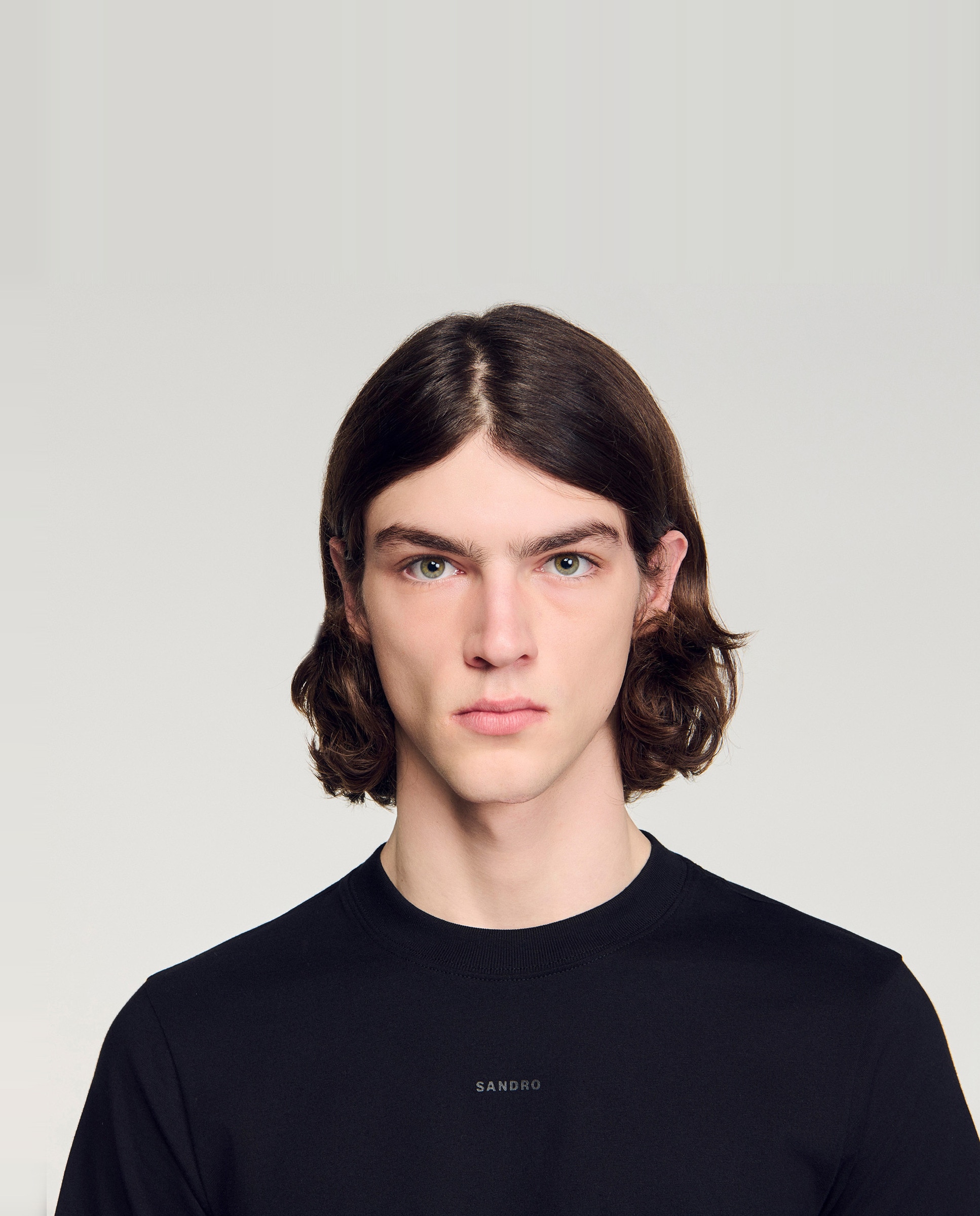 Camiseta de hombre con manga corta de algodón y cuello redondo - Sandro - Negro Negro-5