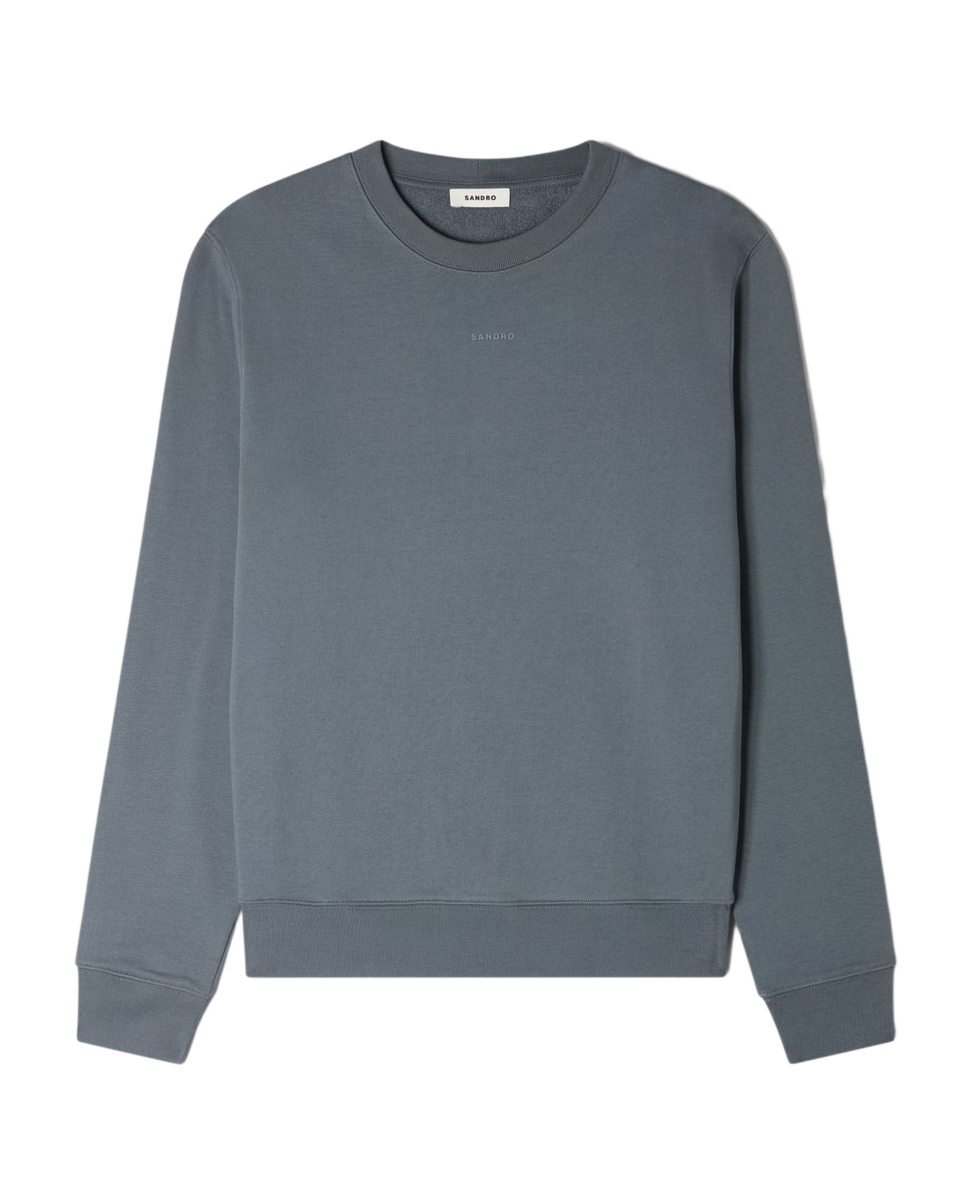 Sudadera de hombre clásico cuello redondo con logotipo en relieve - Sandro - Gris / Azul Gris / Azul-6