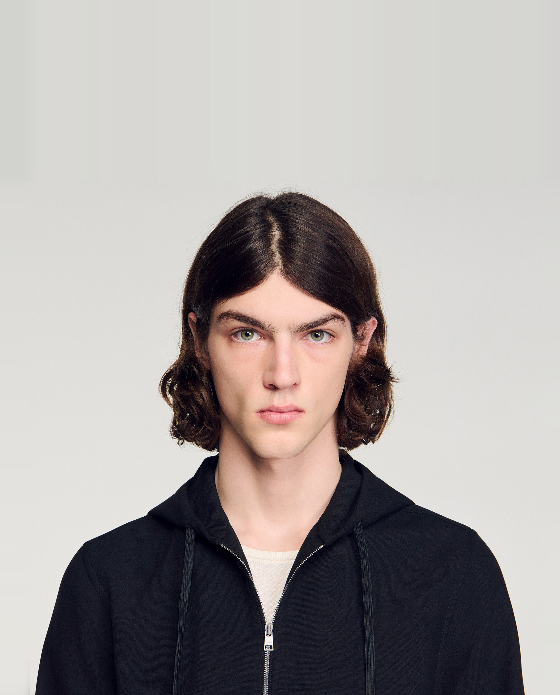 Sudadera stretch de hombre con capucha y cremallera - Sandro - Negro Negro-5