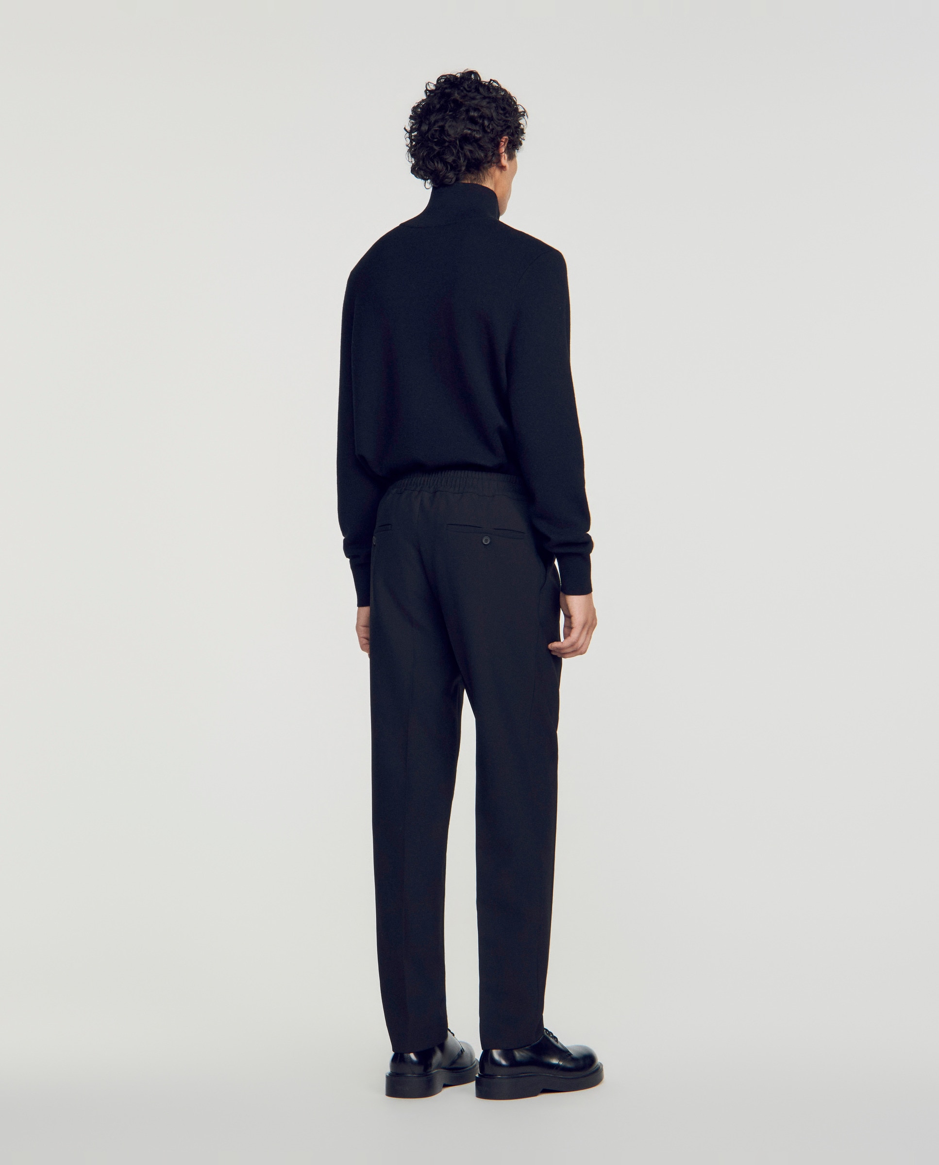 Pantalón jogger de hombre recto con cintura elástica y cordón de ajuste - Sandro - Negro Negro-3
