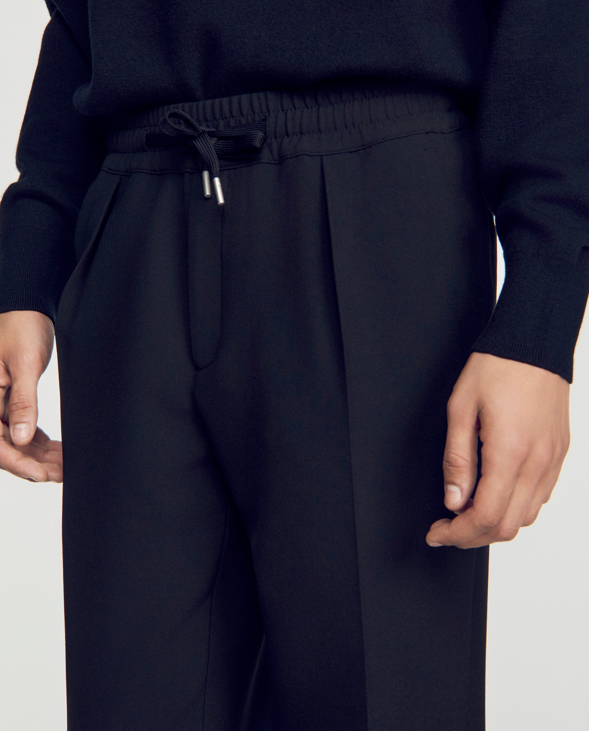 Pantalón jogger de hombre recto con cintura elástica y cordón de ajuste - Sandro - Negro Negro-5