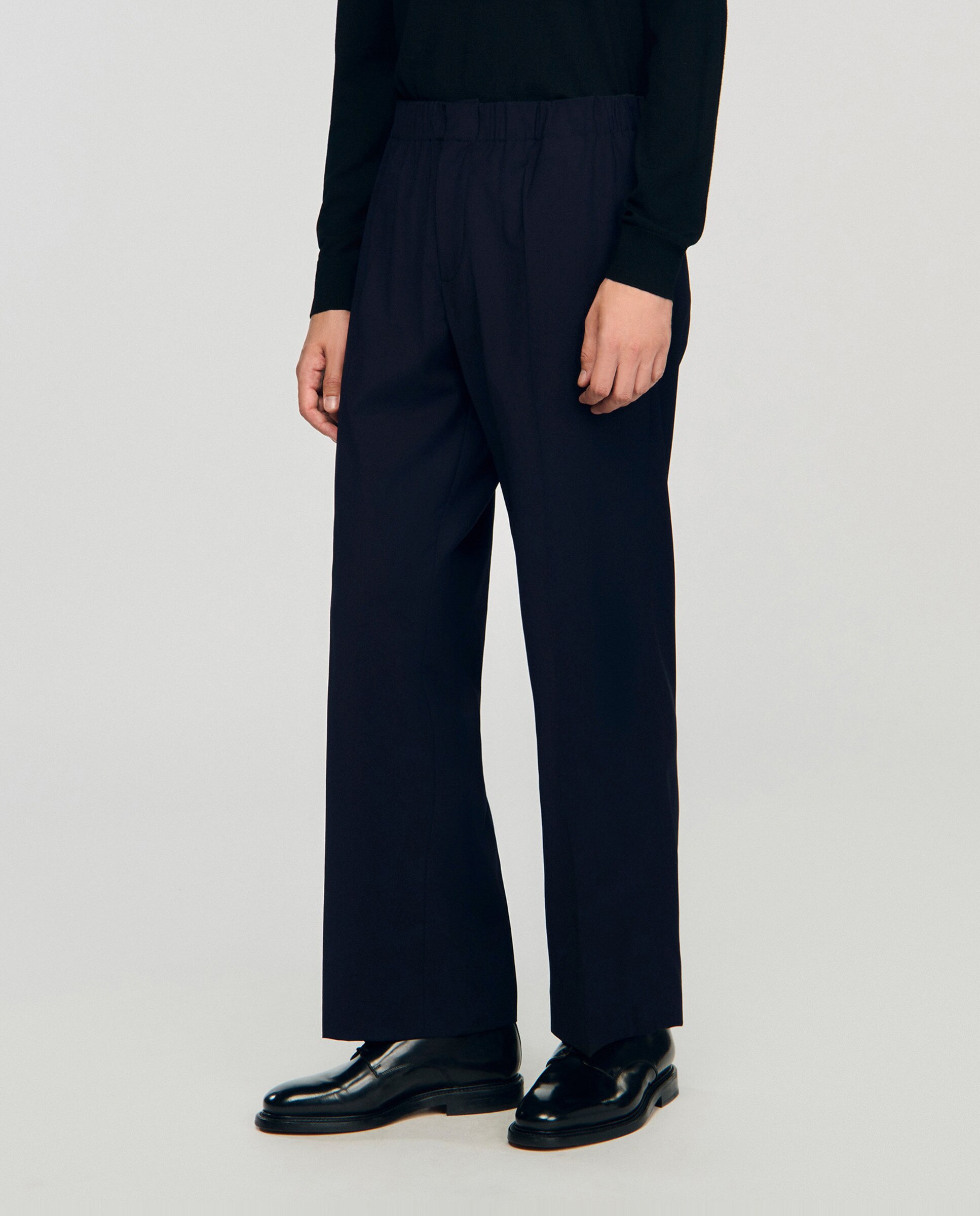 Pantalón ancho de hombre con cintura elástica - Sandro - Azul marino Azul marino-3