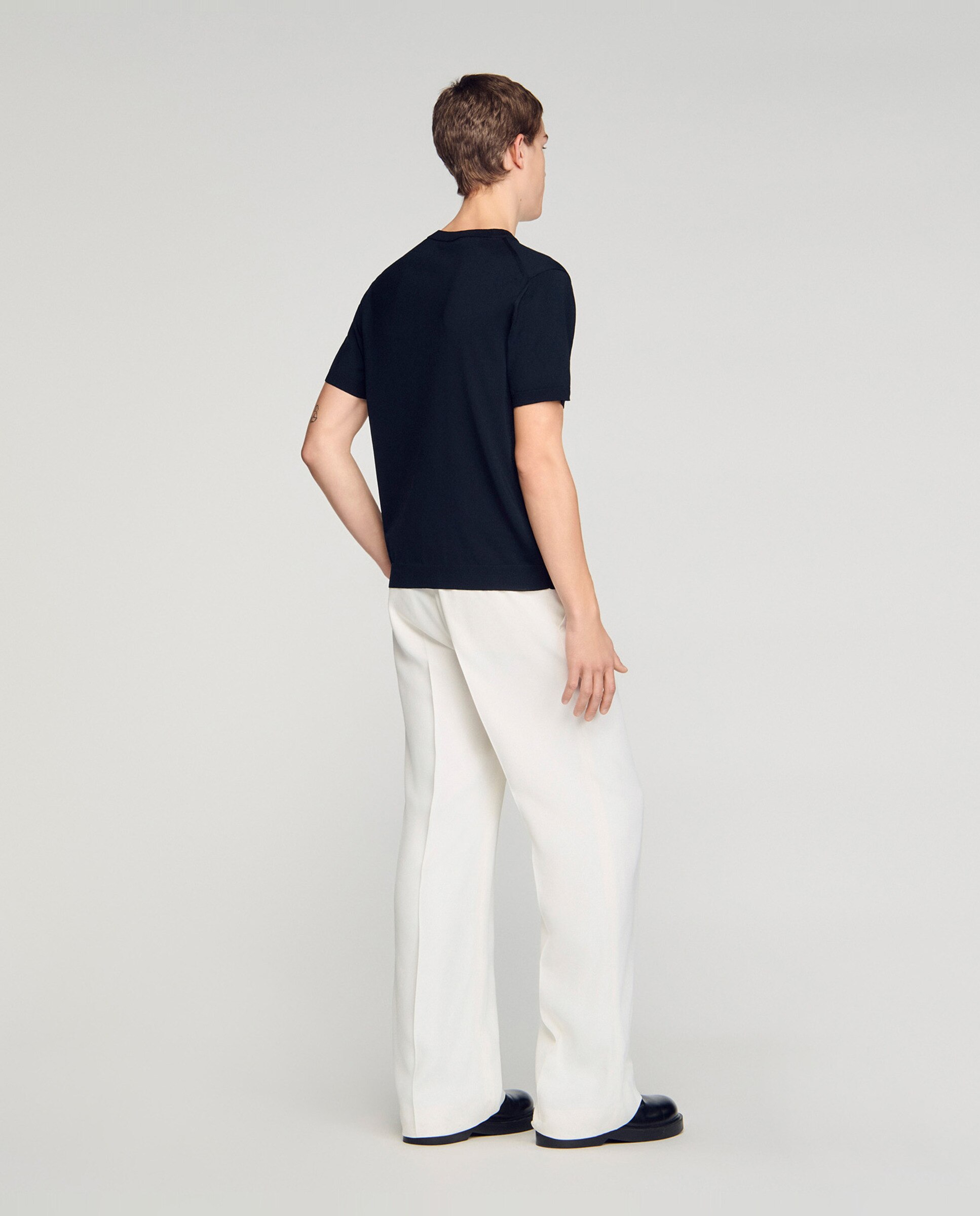 Polo de hombre de manga corta con cuello de pico y botones - Sandro - Negro Negro-2