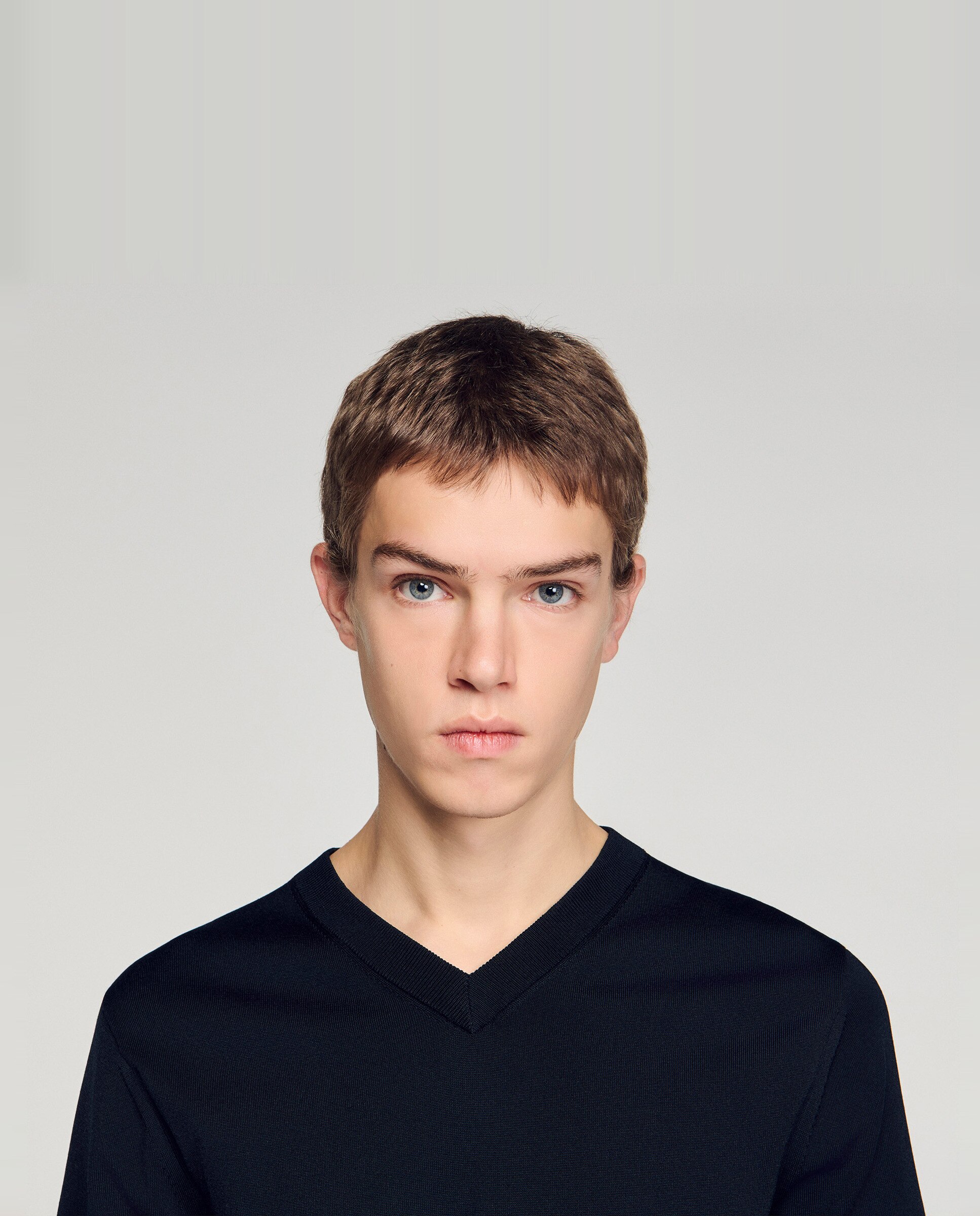 Polo de hombre de manga corta con cuello de pico y botones - Sandro - Negro Negro-4