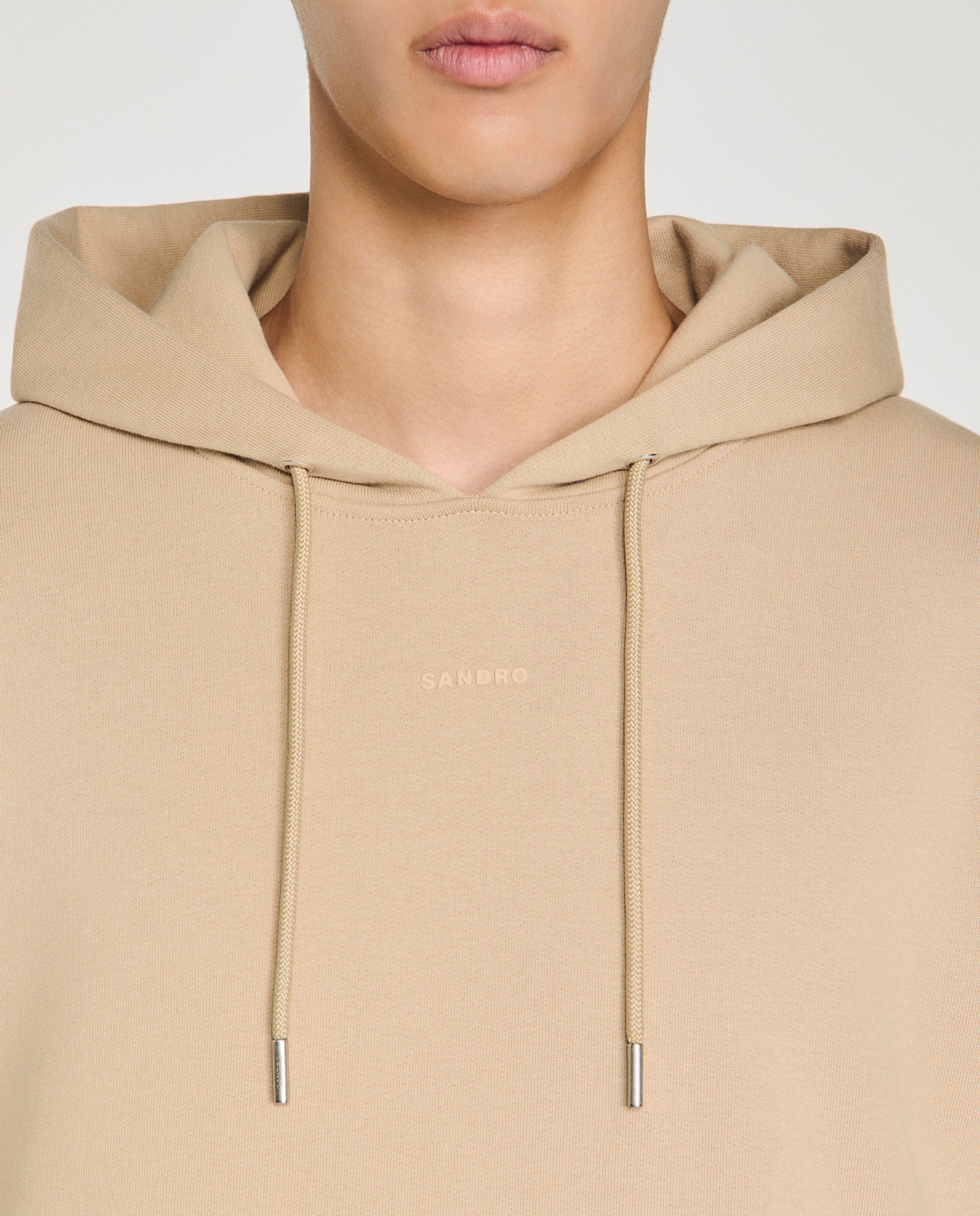 Sudadera con capucha de hombre, corte clásico, logotipo en relieve - Sandro - Beige Beige-5