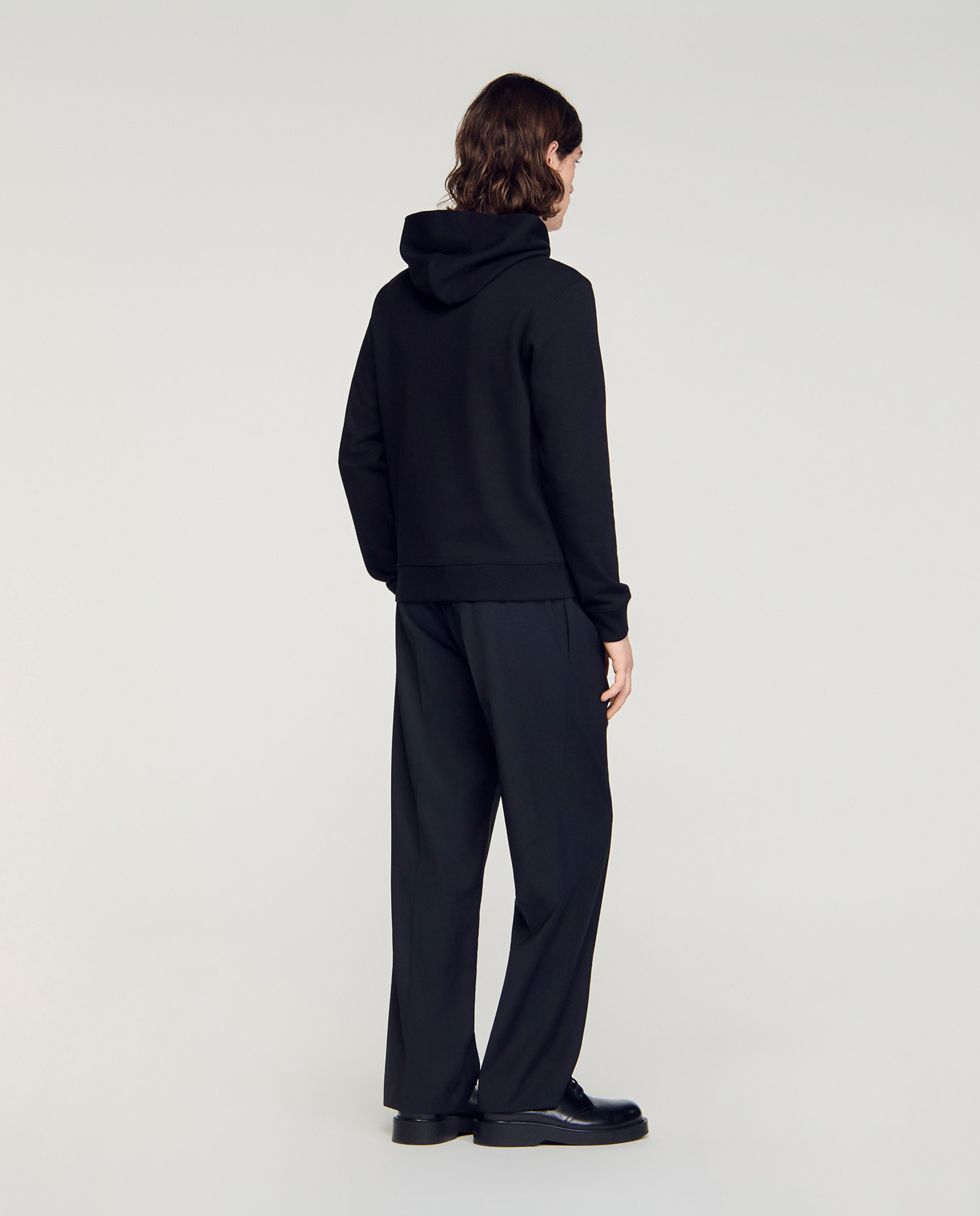 Sudadera con capucha de hombre, corte clásico, logotipo en relieve - Sandro - Negro Negro-2