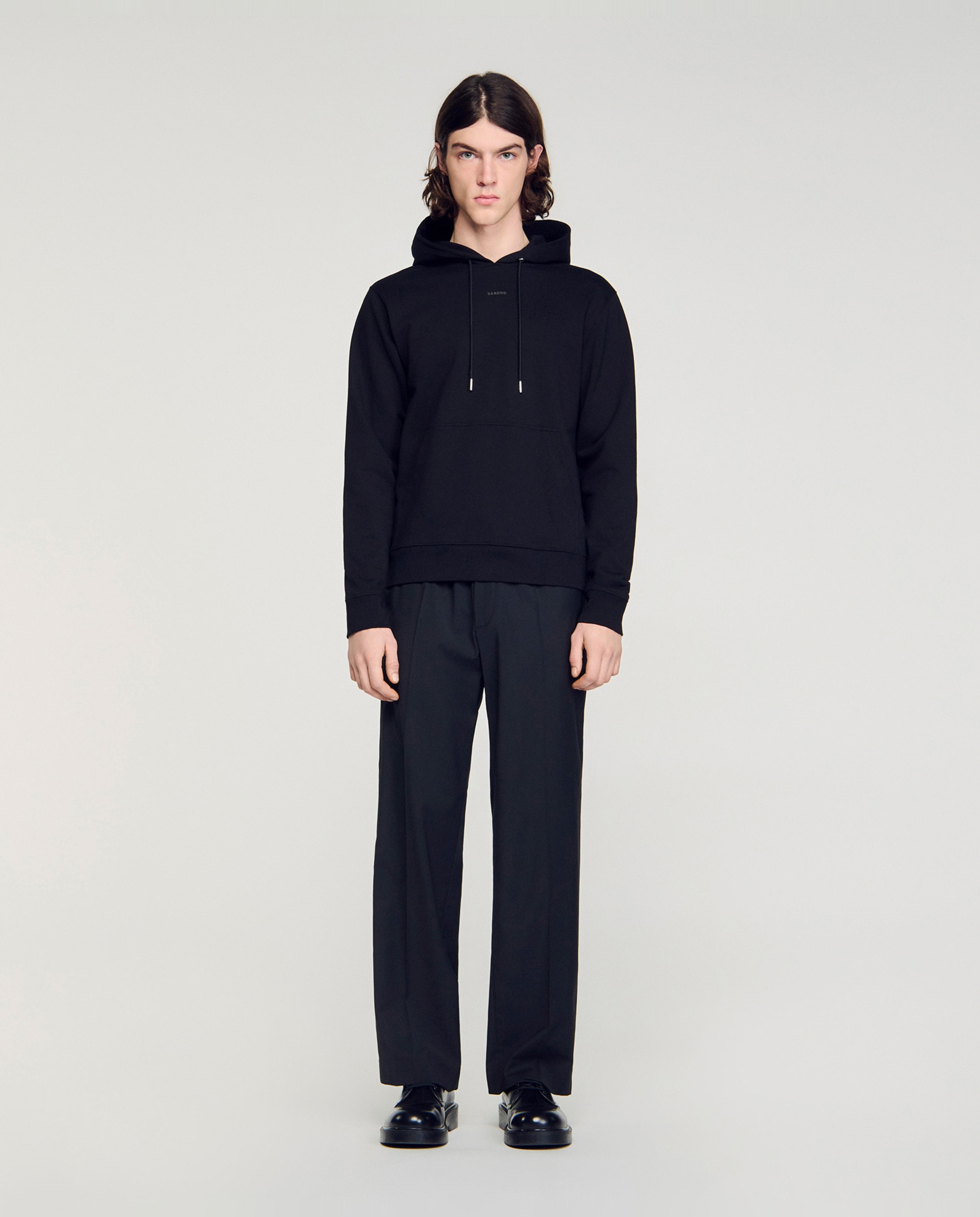 Sudadera con capucha de hombre, corte clásico, logotipo en relieve - Sandro - Negro Negro-3