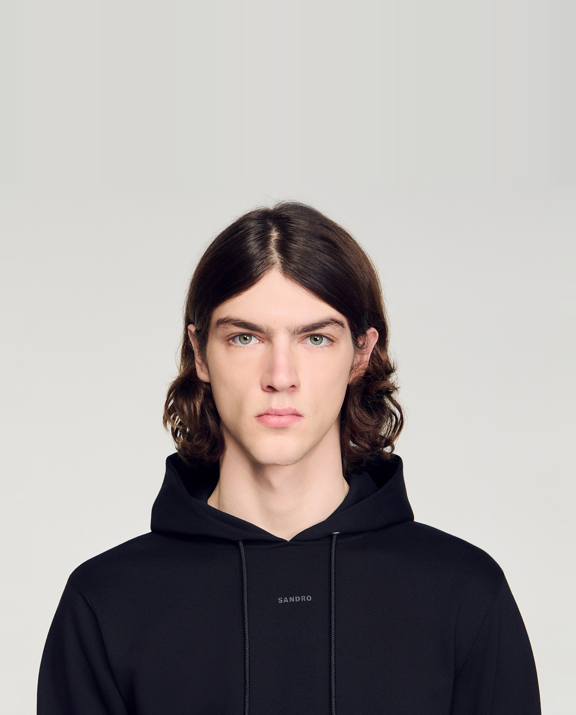 Sudadera con capucha de hombre, corte clásico, logotipo en relieve - Sandro - Negro Negro-5