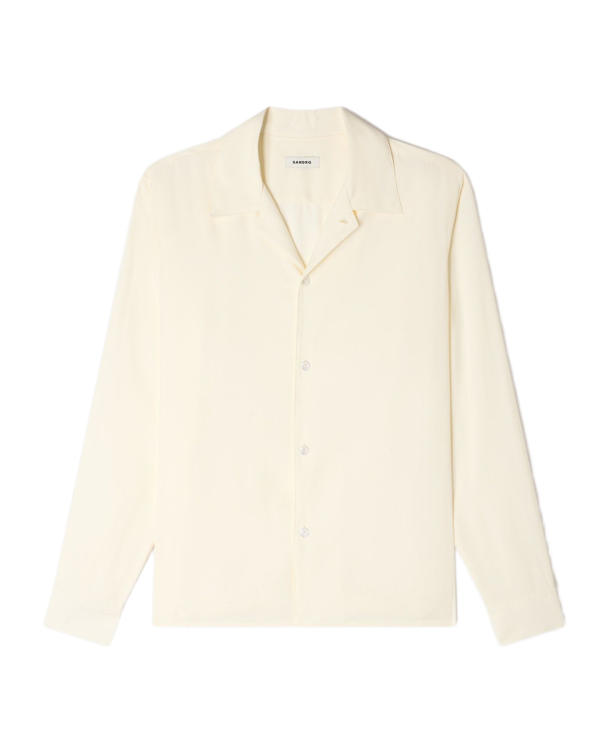 Camisa de hombre fluida cuello italiano manga larga - Sandro - Blanco Blanco-6