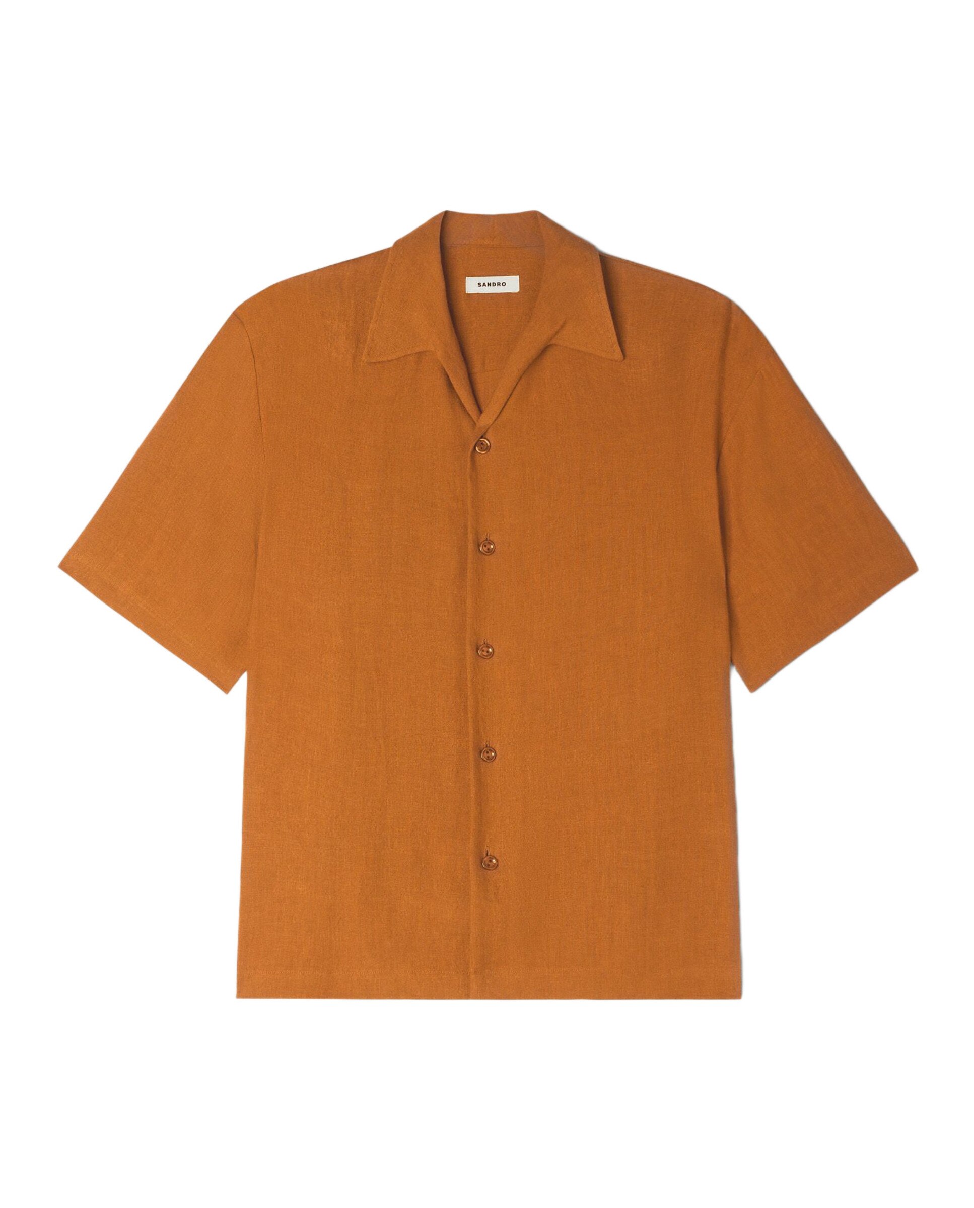 Camisa de lino de hombre corte recto lisa - Sandro - Marrón Marrón-6