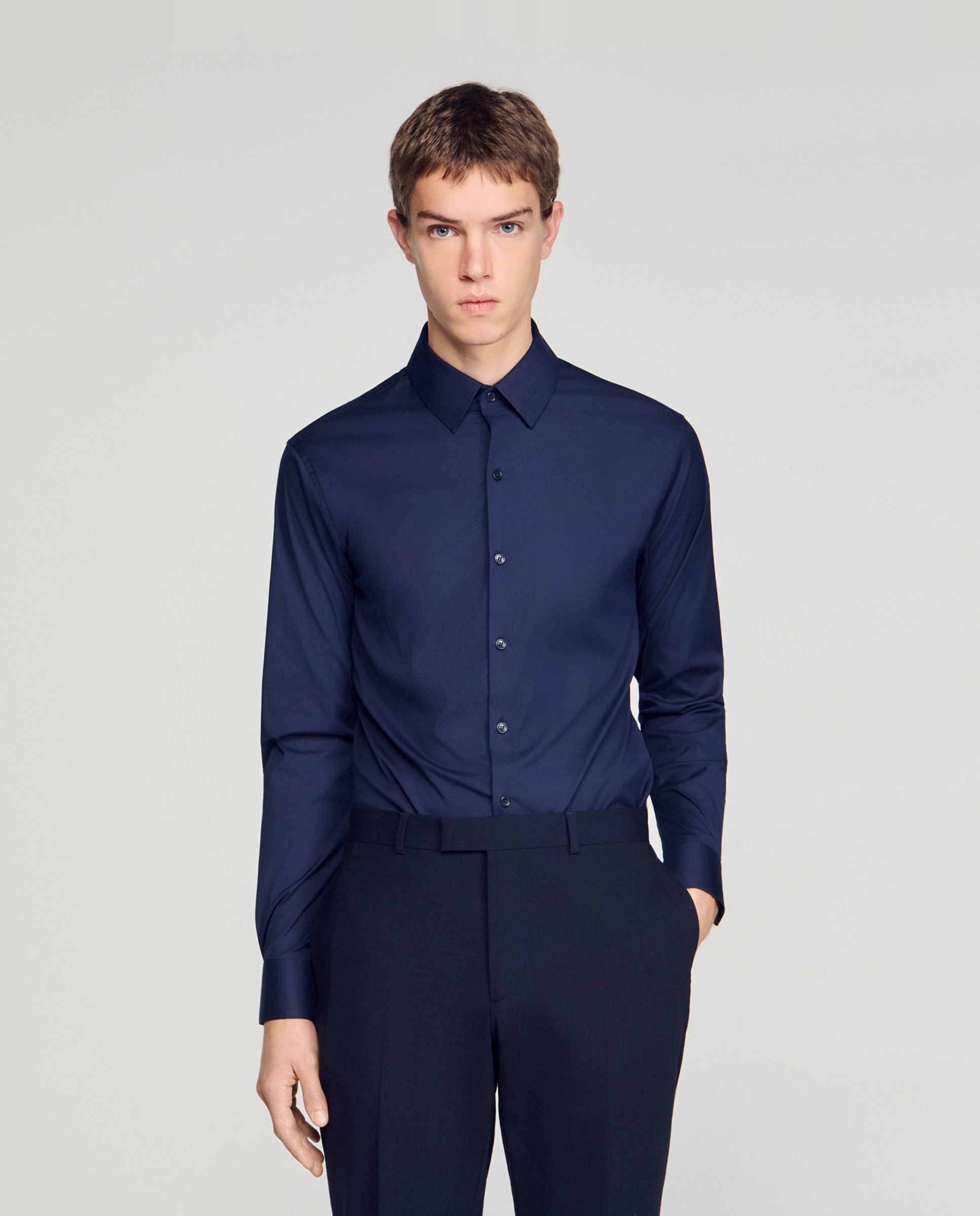 Sandro - Camisa de Vestir de hombre corte clásico lisa.