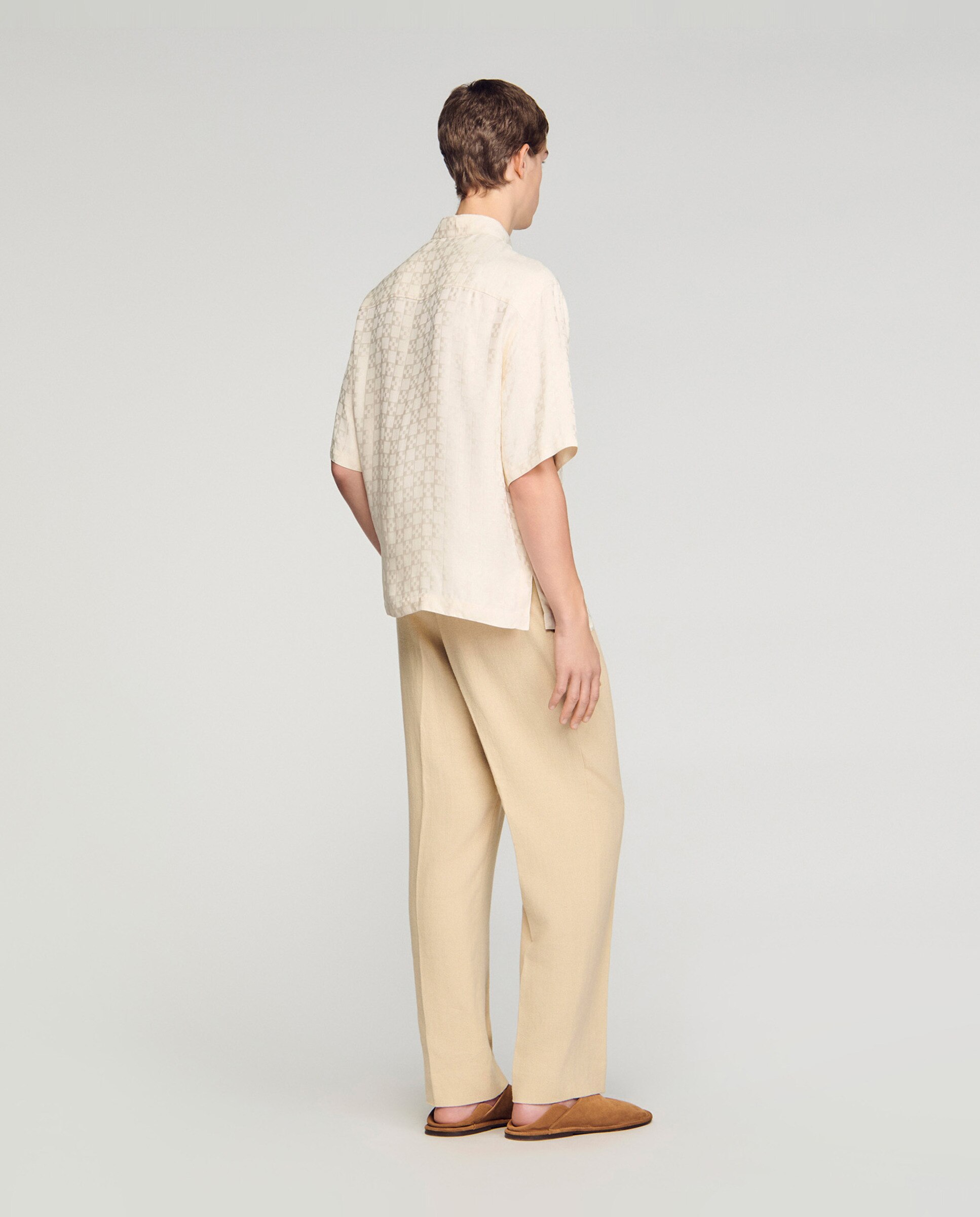 Camisa de hombre fluida jacquard de cuadros - Sandro - Blanco roto Blanco roto-2