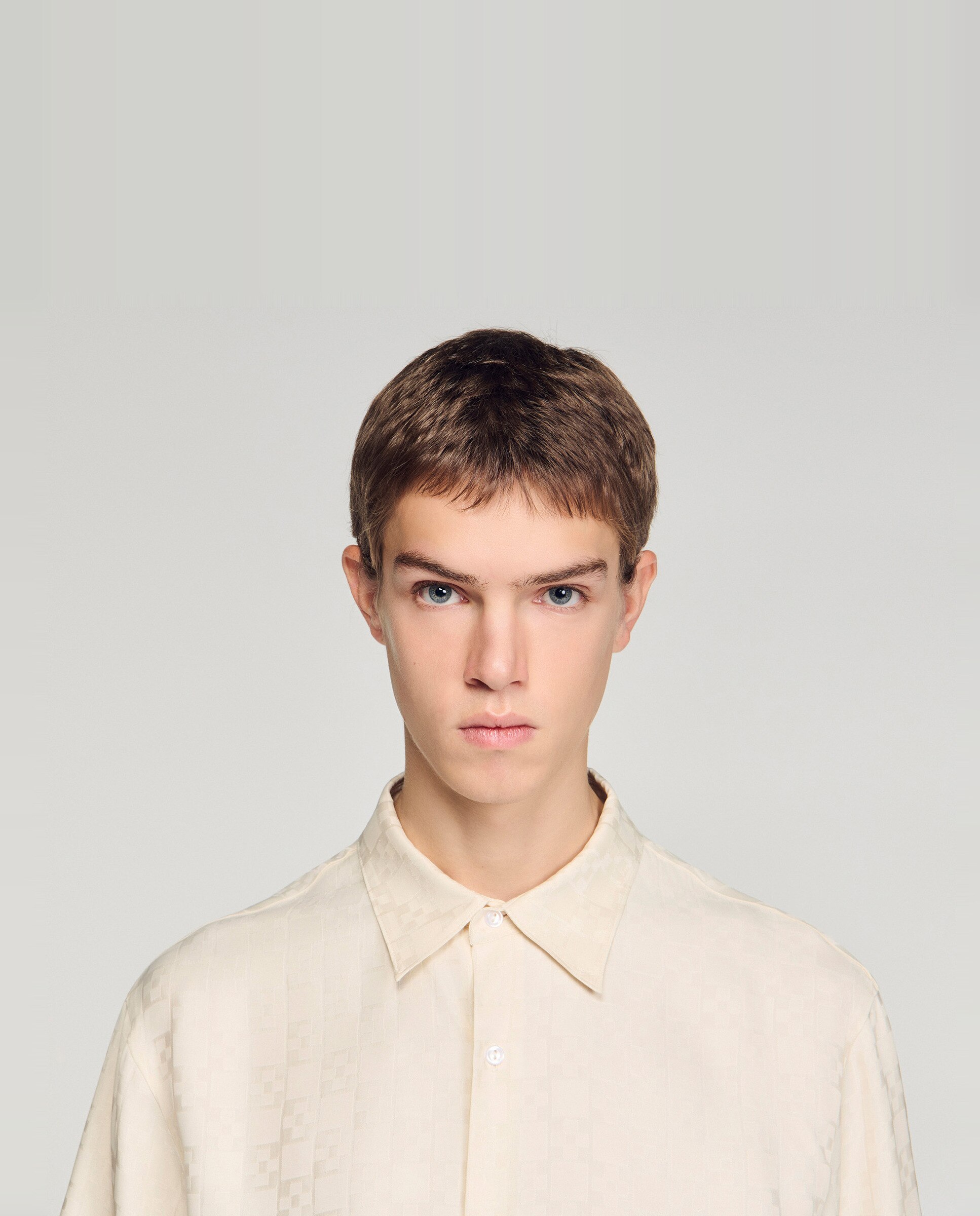 Camisa de hombre fluida jacquard de cuadros - Sandro - Blanco roto Blanco roto-5