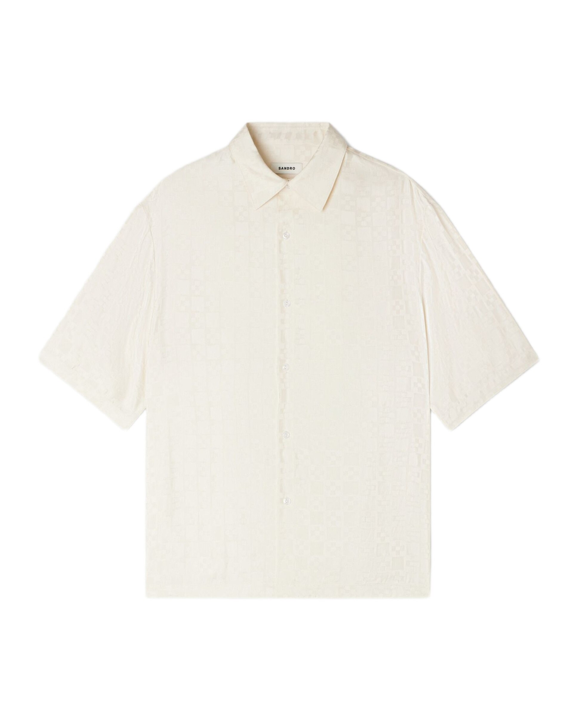 Camisa de hombre fluida jacquard de cuadros - Sandro - Blanco roto Blanco roto-6