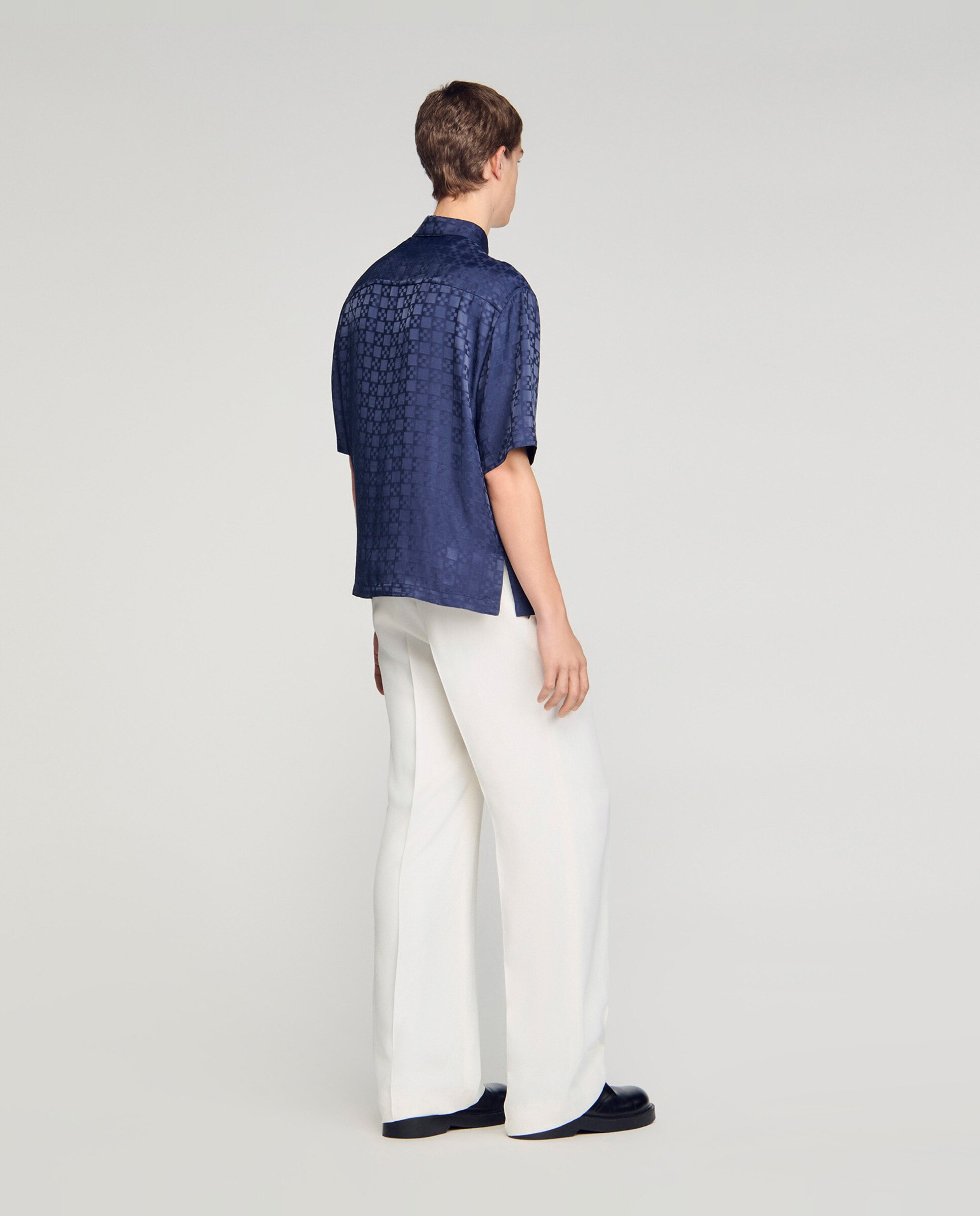 Camisa de hombre fluida jacquard de cuadros - Sandro - Azul marino Azul marino-2