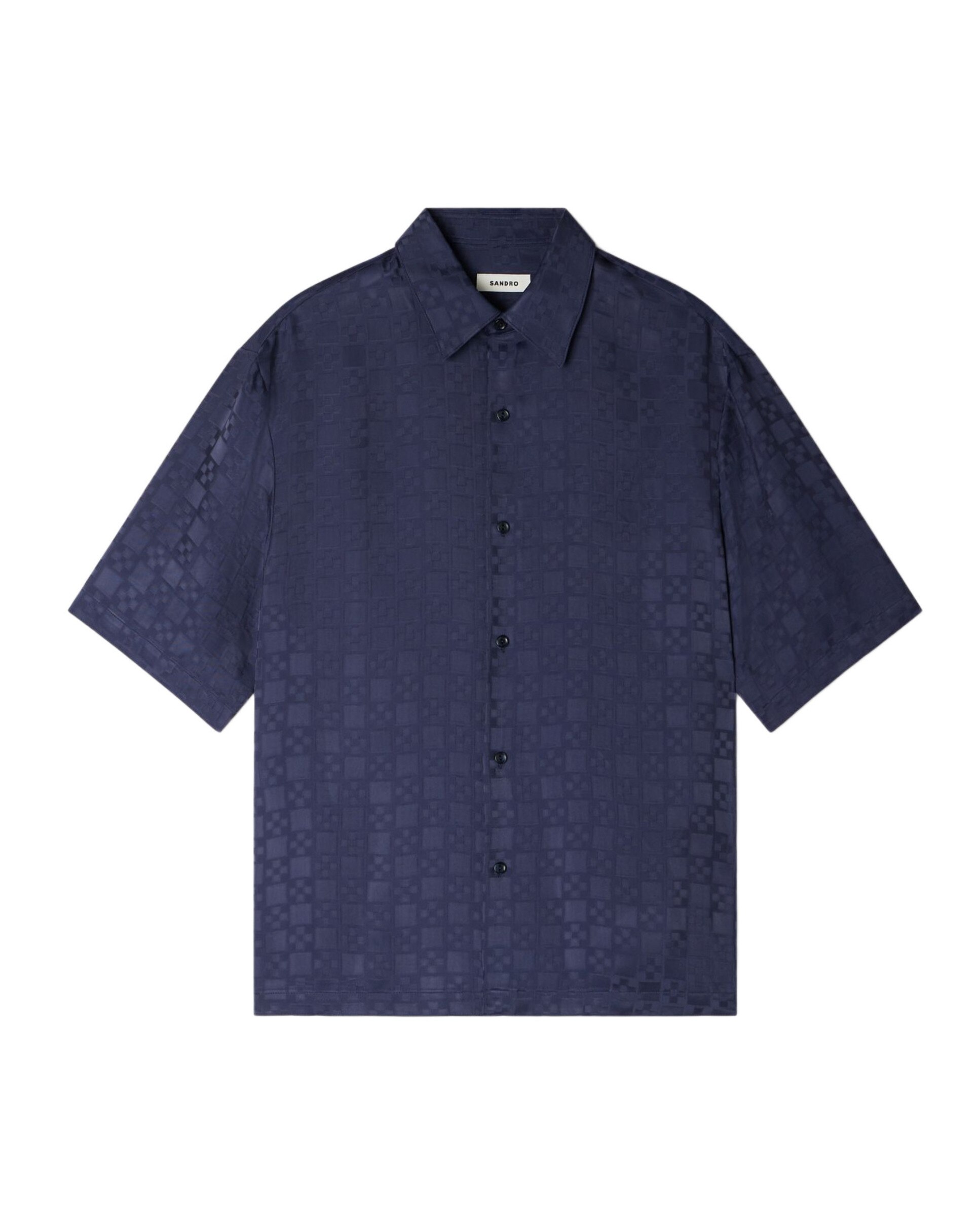 Camisa de hombre fluida jacquard de cuadros - Sandro - Azul marino Azul marino-6