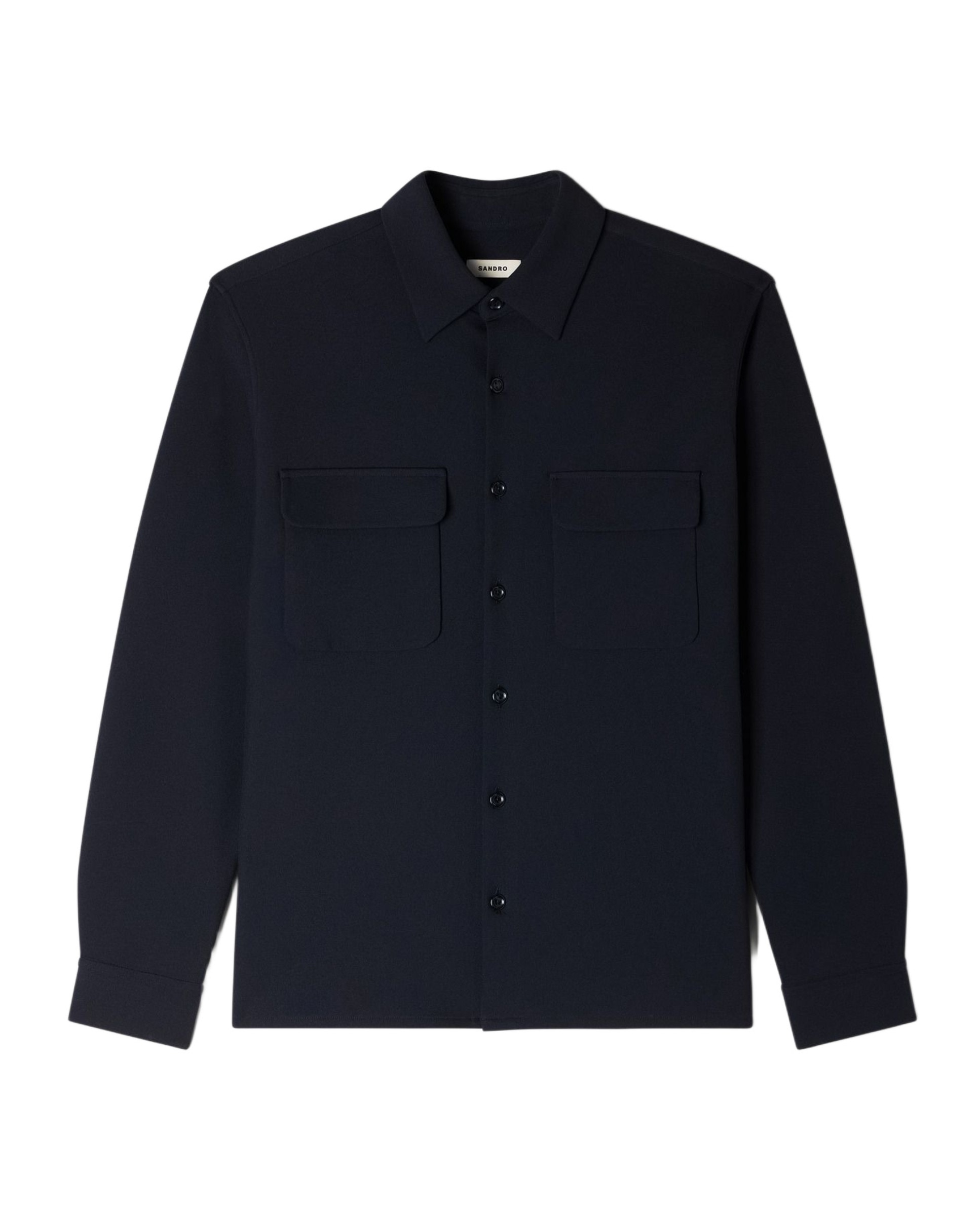 Sobrecamisa de hombre con bolsillos de parche y manga larga - Sandro - Azul marino Azul marino-6