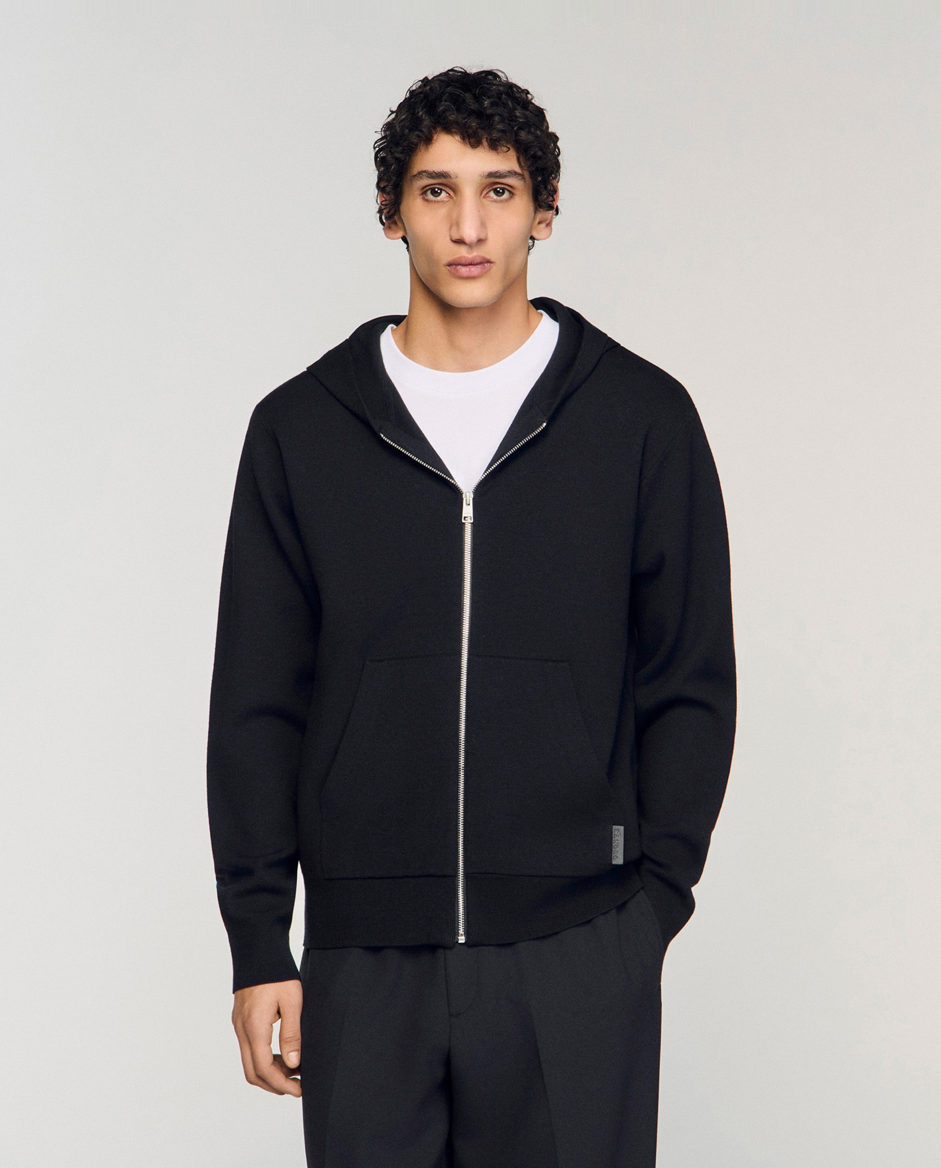 Imagen 0 de Sudadera con cremallera de hombre oversize con capucha Negro