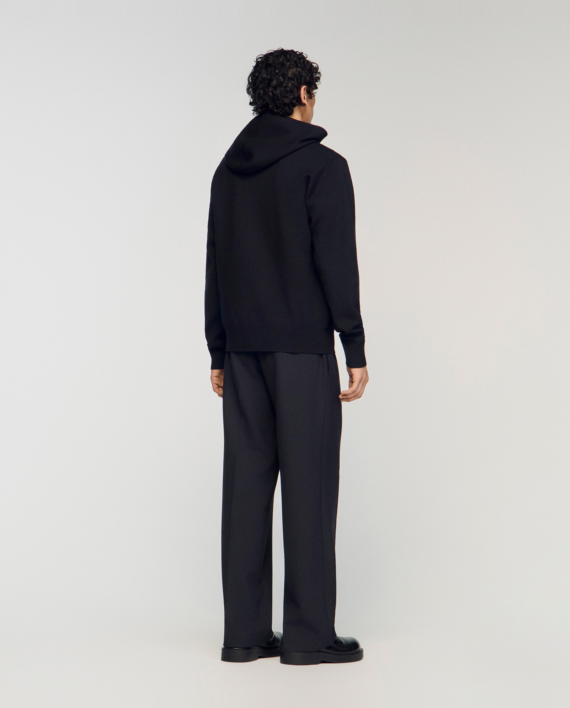 Sudadera con cremallera de hombre oversize con capucha - Sandro - Negro Negro-2