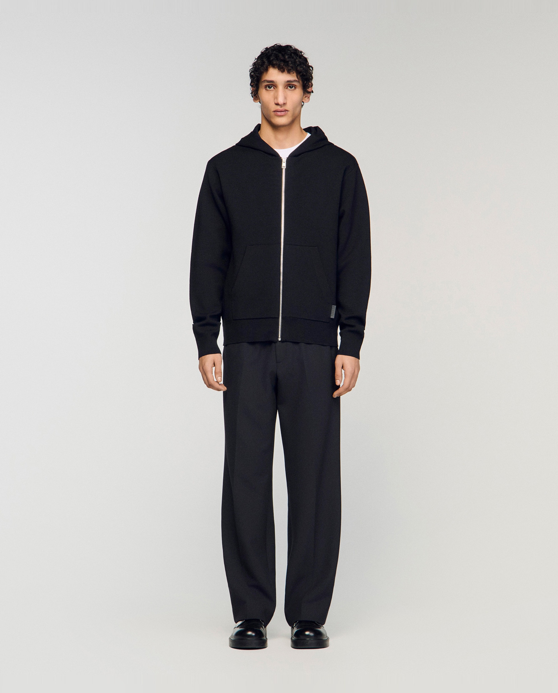 Sudadera con cremallera de hombre oversize con capucha - Sandro - Negro Negro-3