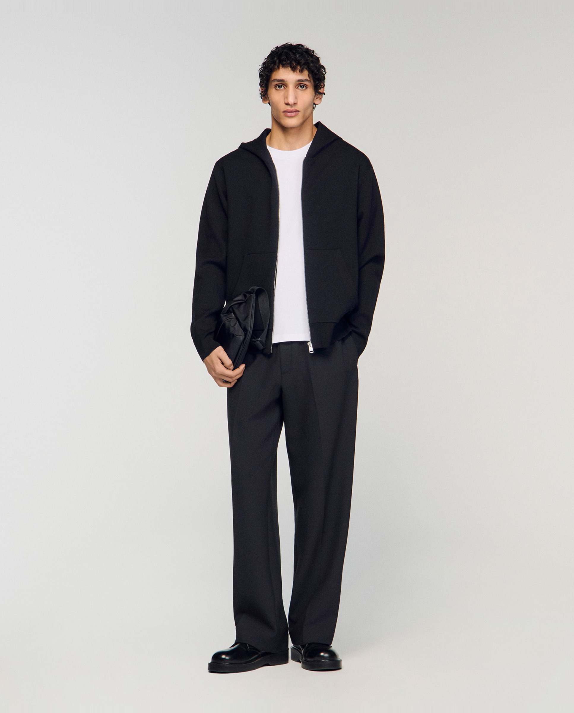 Sudadera con cremallera de hombre oversize con capucha - Sandro - Negro Negro-4
