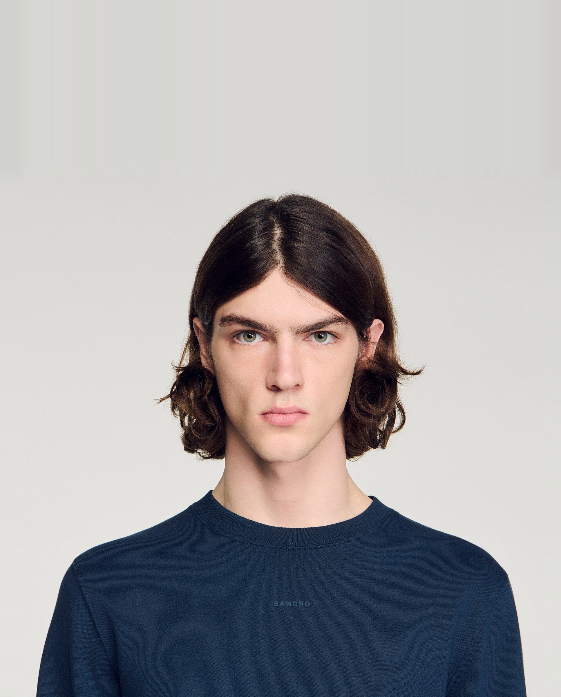 Sudadera de hombre clásico cuello redondo con logotipo en relieve - Sandro - Azul marino Azul marino-5