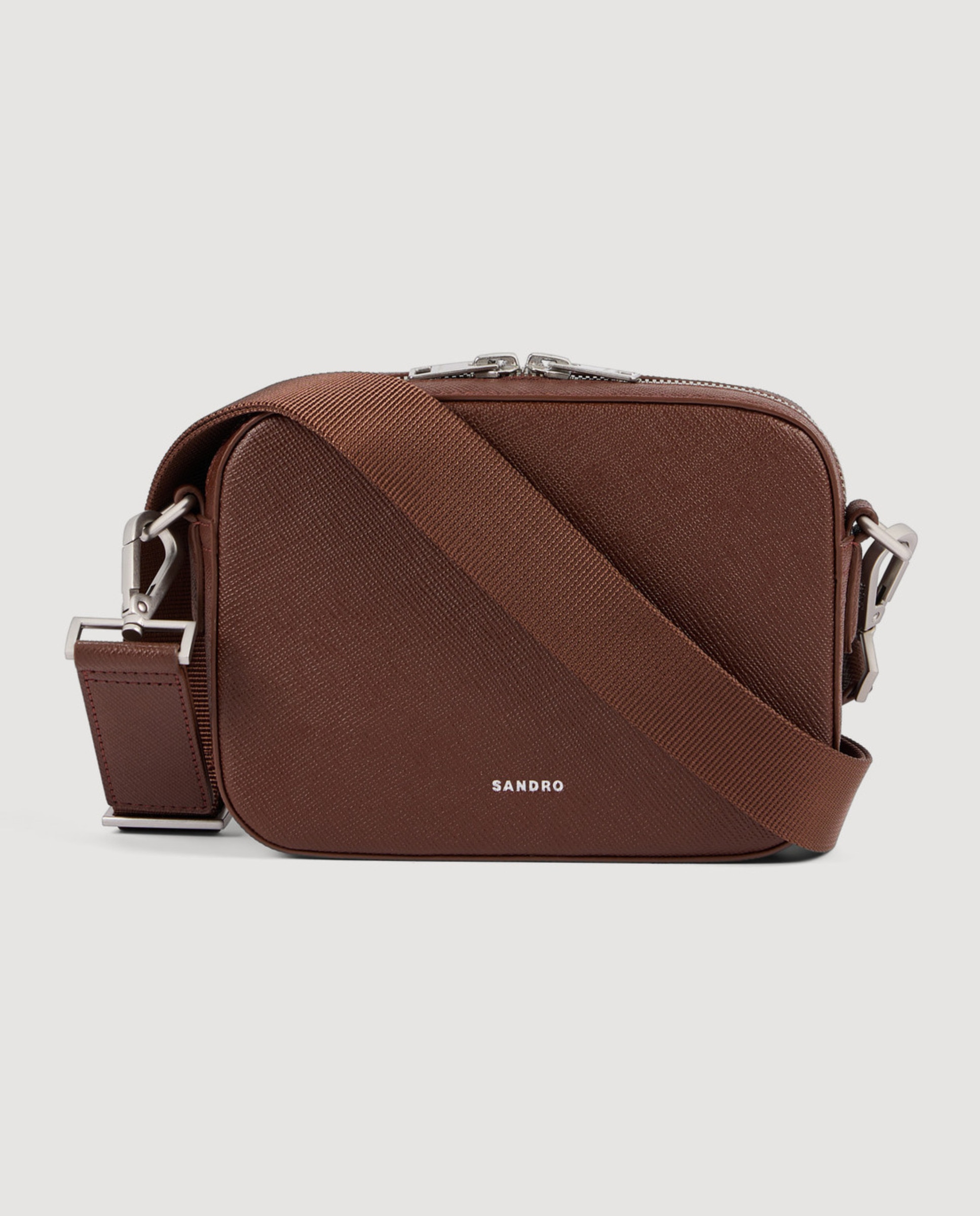 Imagen 0 de Bandolera para hombre pequeña en cuero saffiano Verde