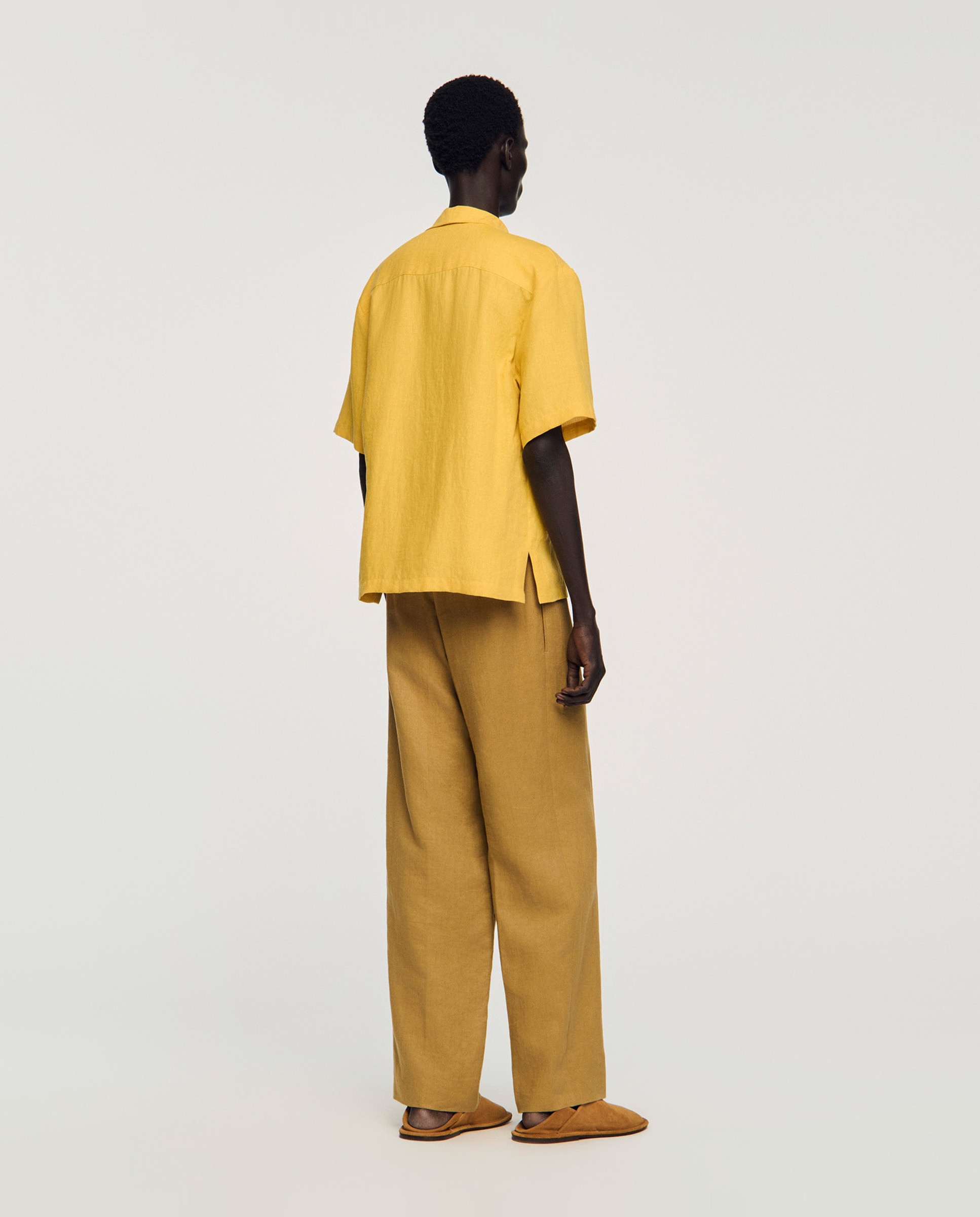 Camisa de lino de hombre corte recto lisa - Sandro - Amarillo Amarillo-2