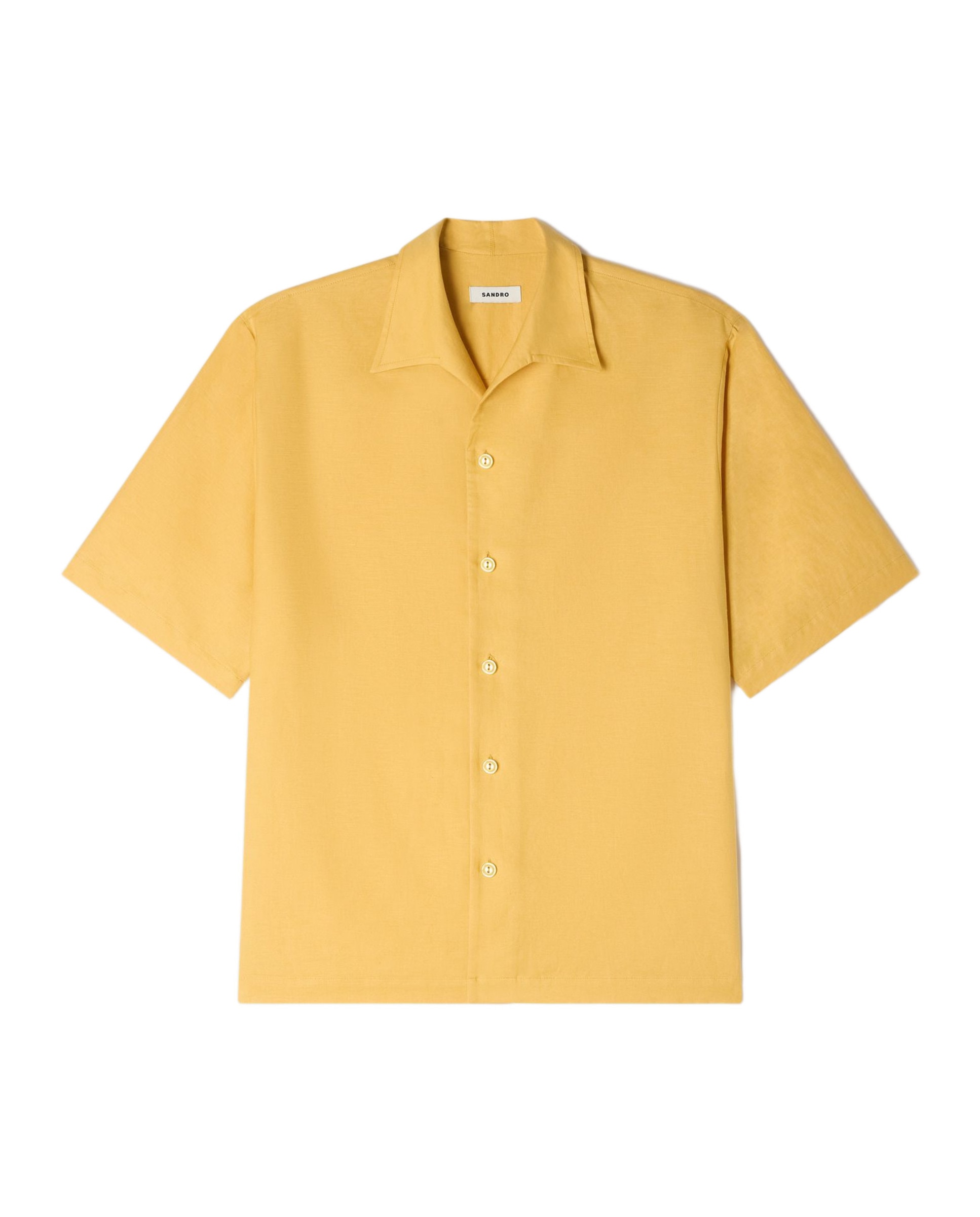 Camisa de lino de hombre corte recto lisa - Sandro - Amarillo Amarillo-6
