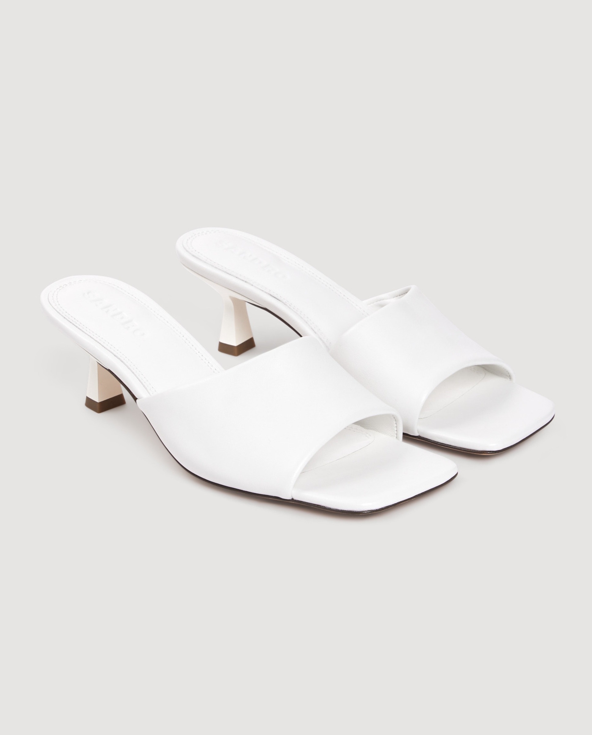 Sandalias de mujer de cuero liso - Sandro - Blanco Blanco-3